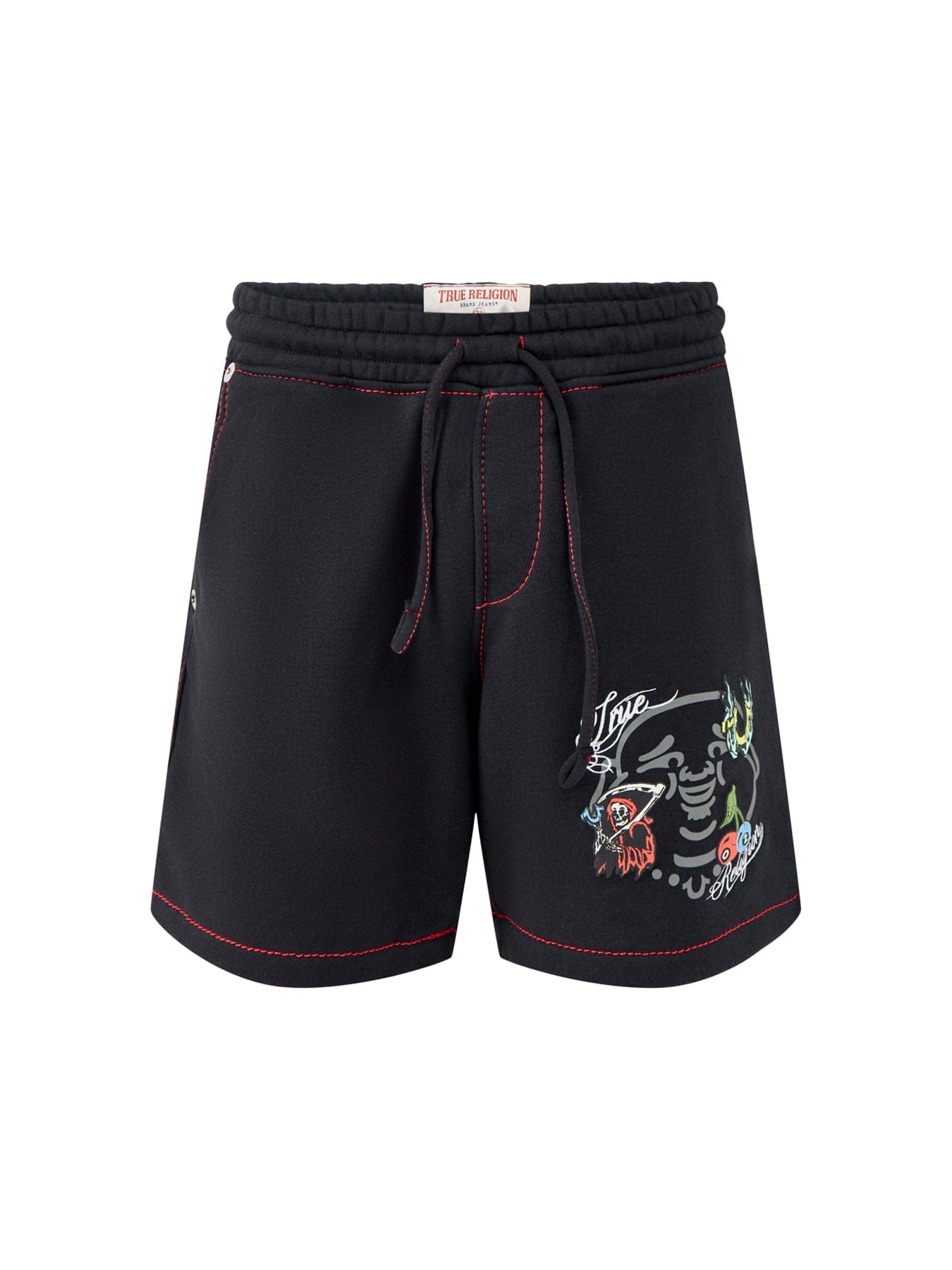 True Religion Big T Fleece Sweat Shorts Black