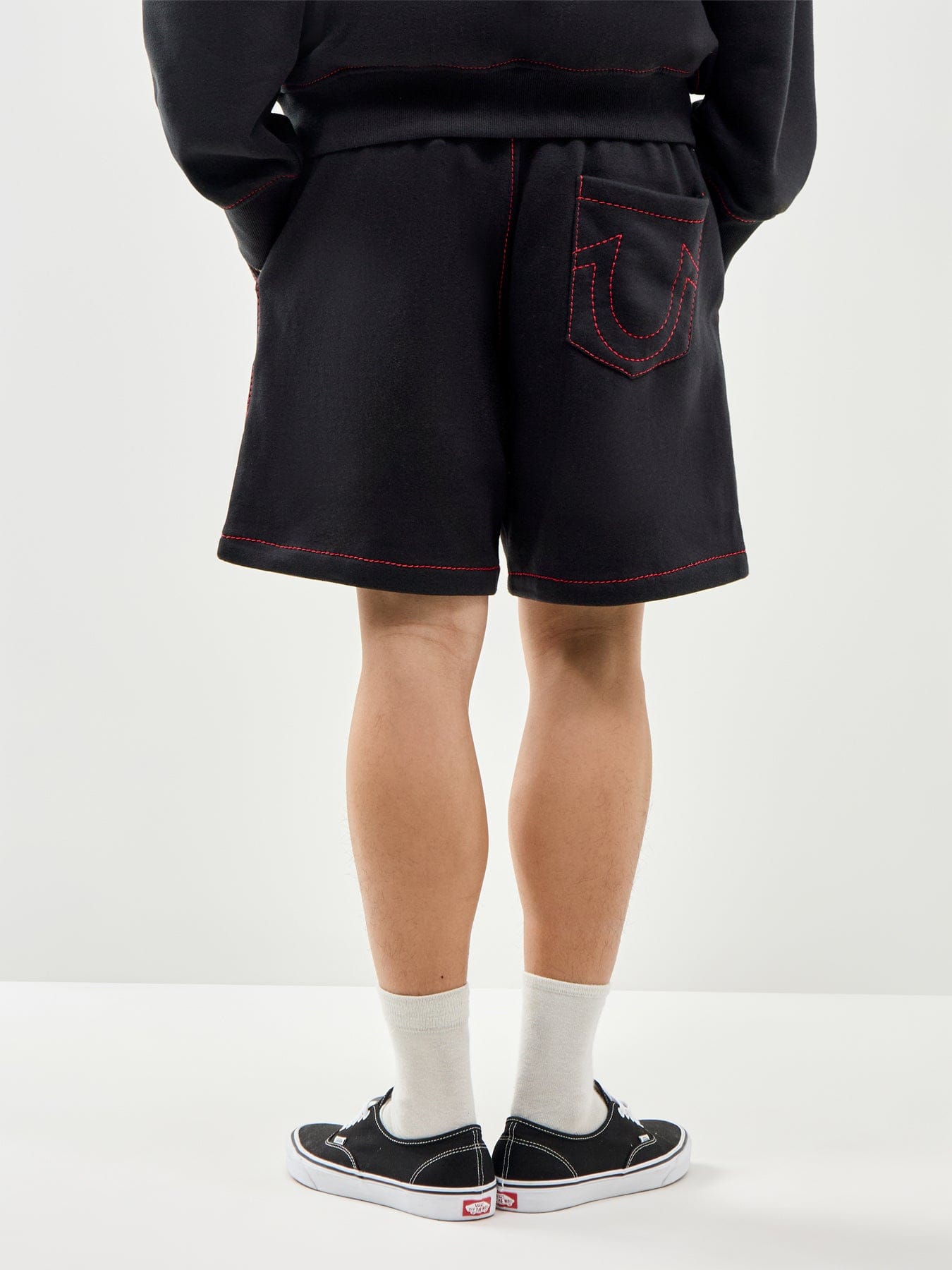 True Religion Big T Fleece Sweat Shorts Black