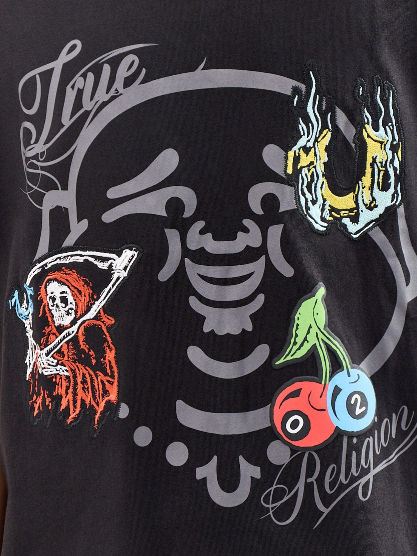 True Religion Buddha Face Graphic T - Shirt Black