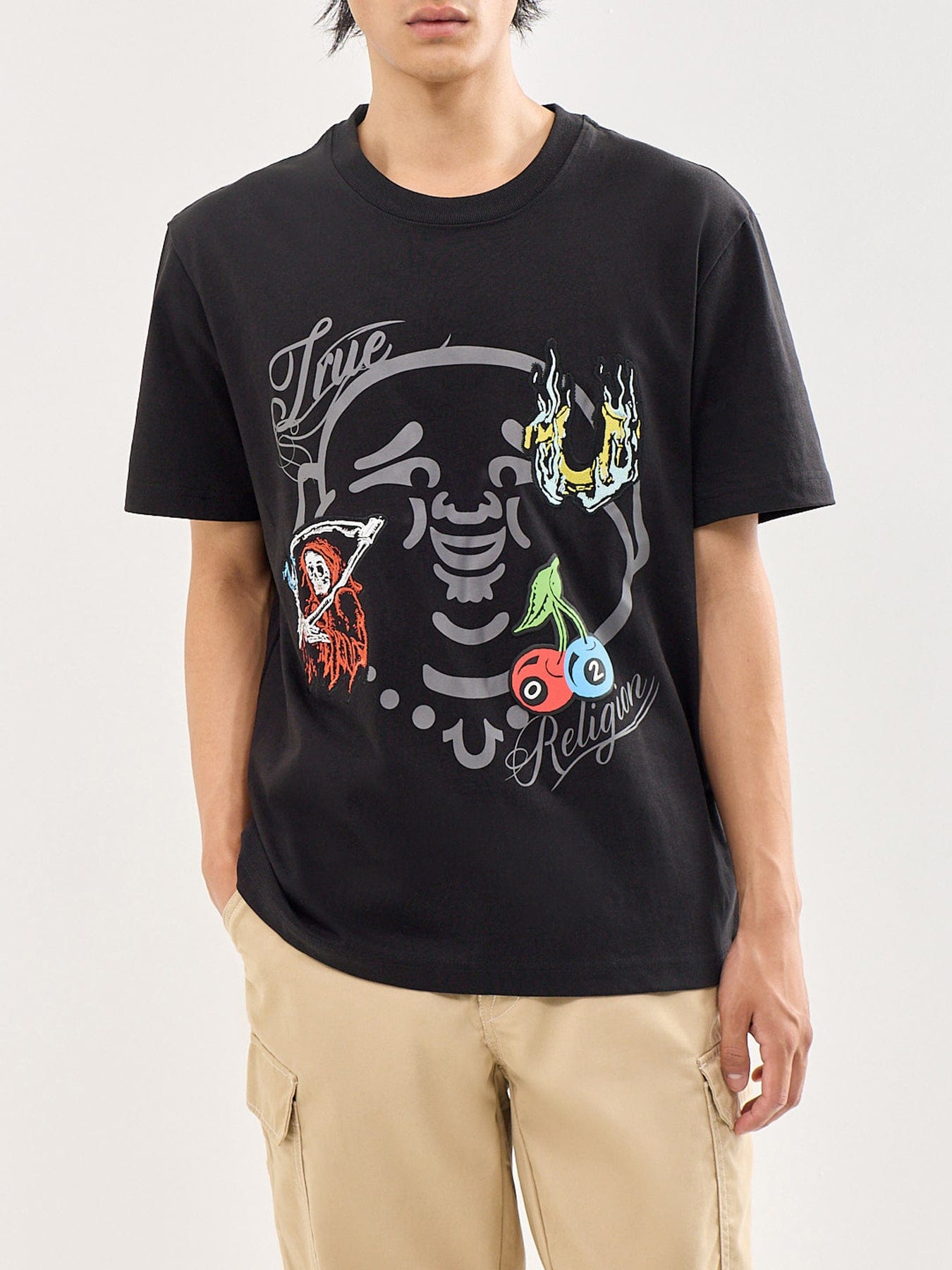 True Religion Buddha Face Graphic T - Shirt Black