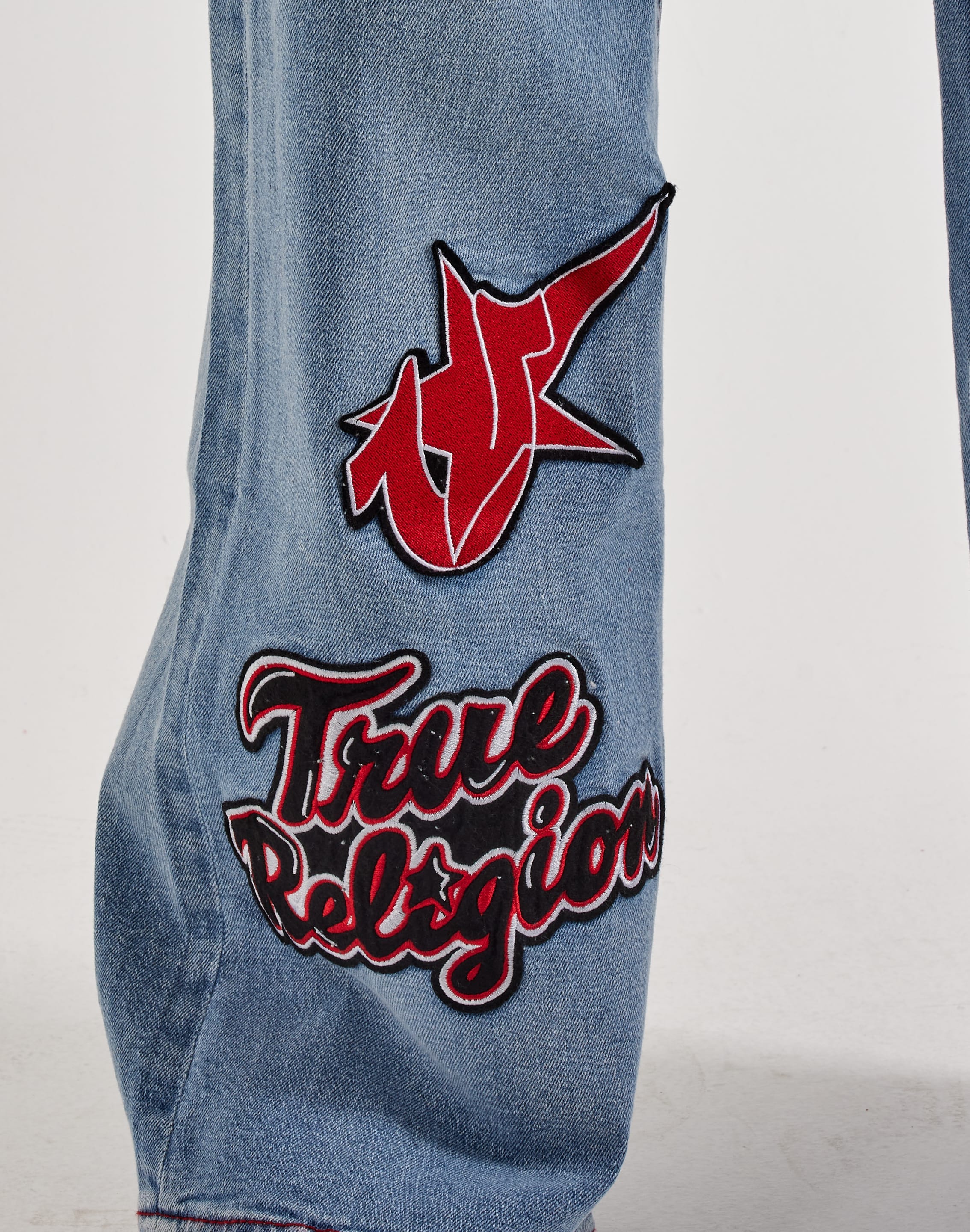 True Religion Bobbi Sporty Applique Baggy Denim Jeans