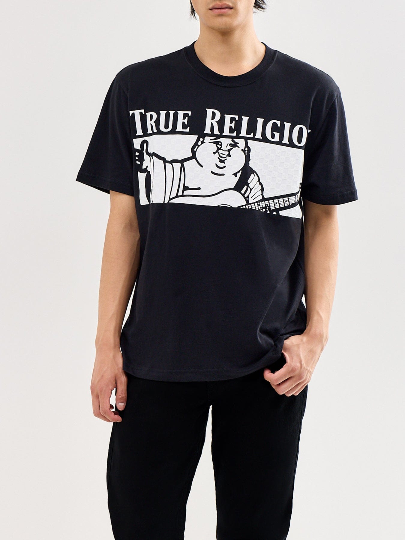 True Religion Checkered Buddha T - Shirt Black