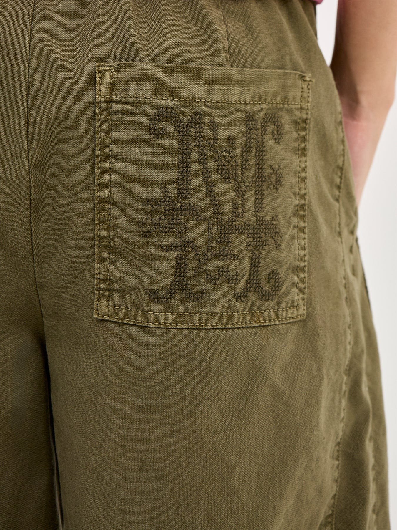 Damson Madder Felix Twill Wide Leg Trousers Green