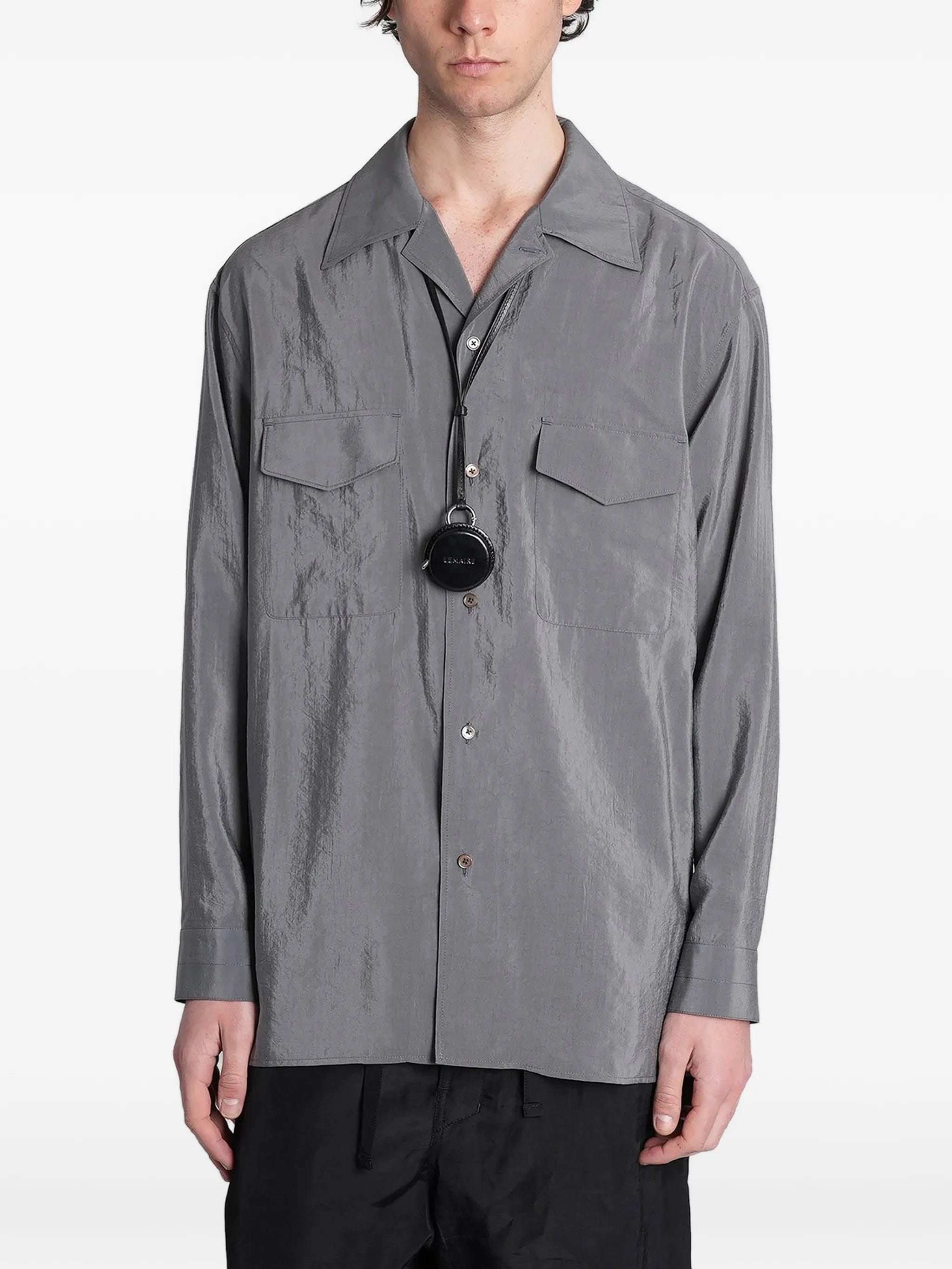 Lemaire convertible collar shirt in dry silk