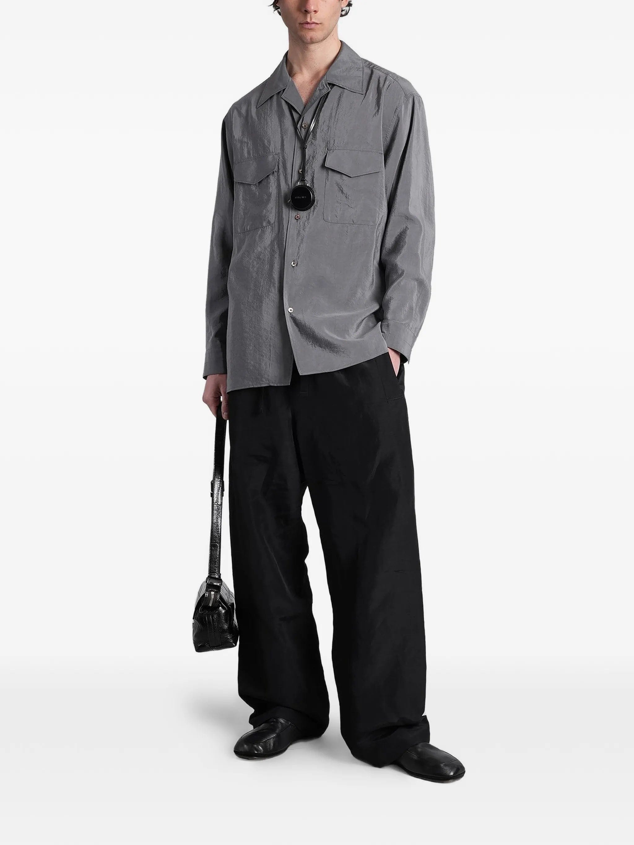 Lemaire convertible collar shirt in dry silk