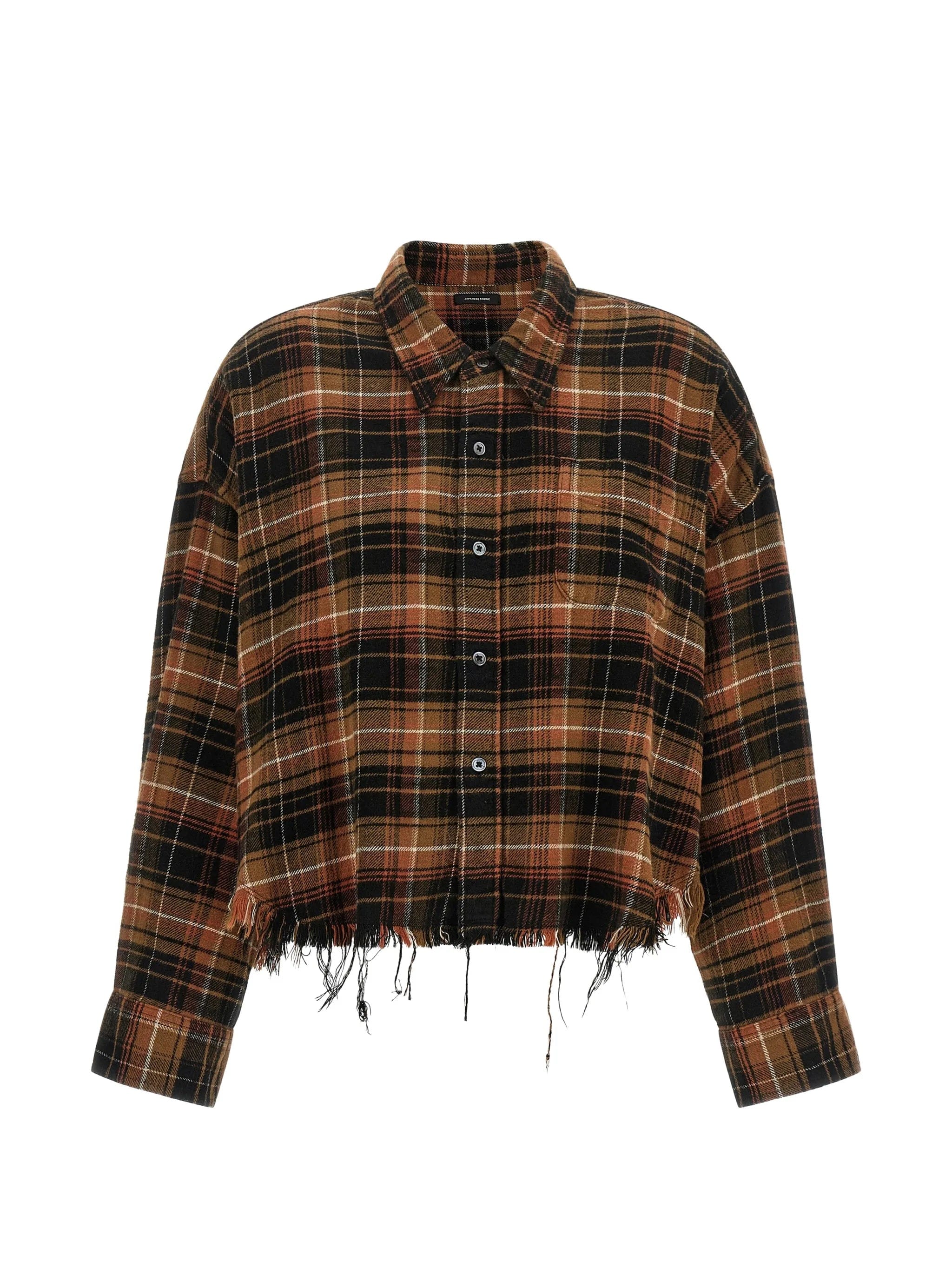 R13 frayed - hem cropped shirt