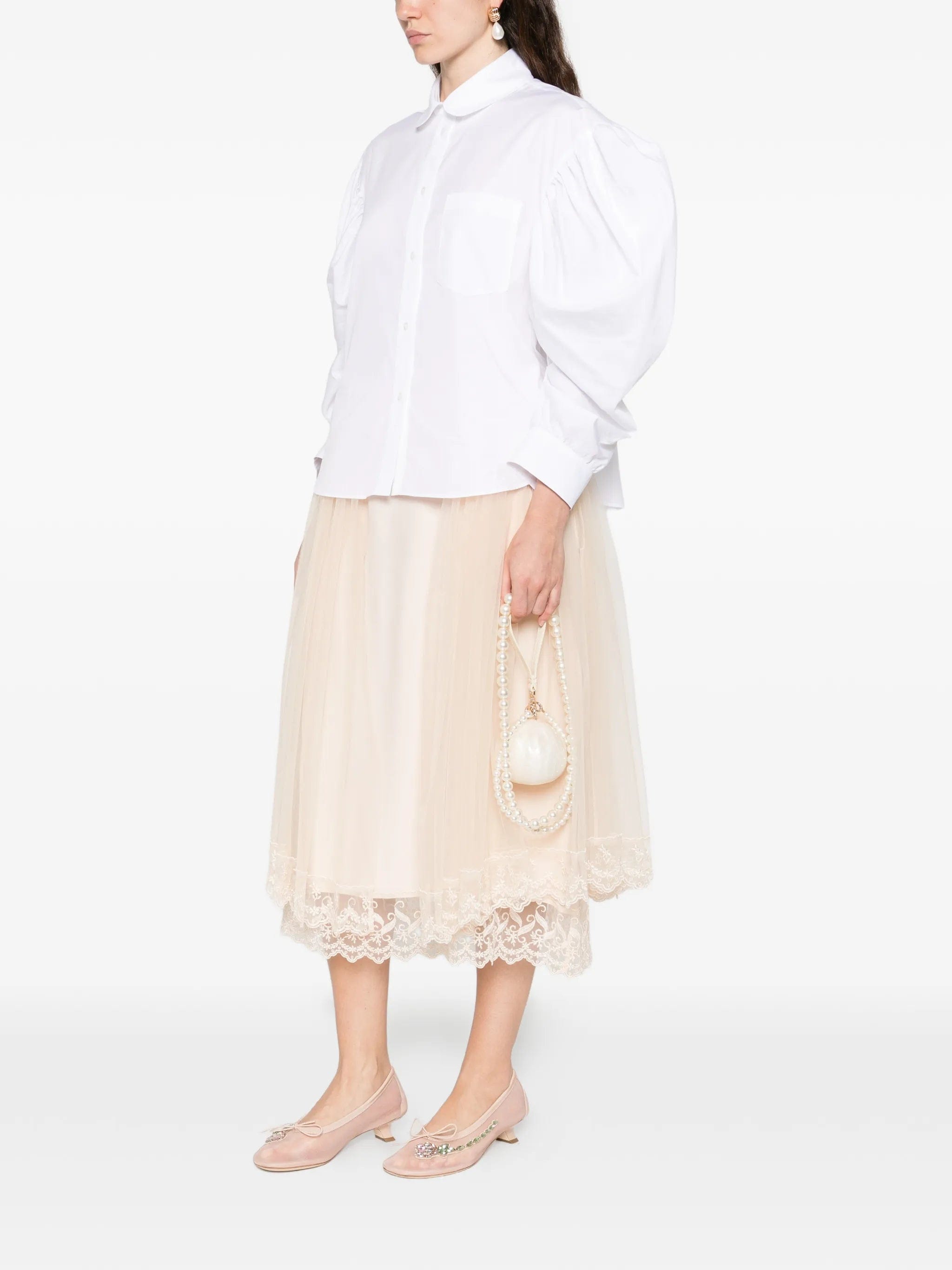Simone Rocha lace - trim hip - detail midi skirt
