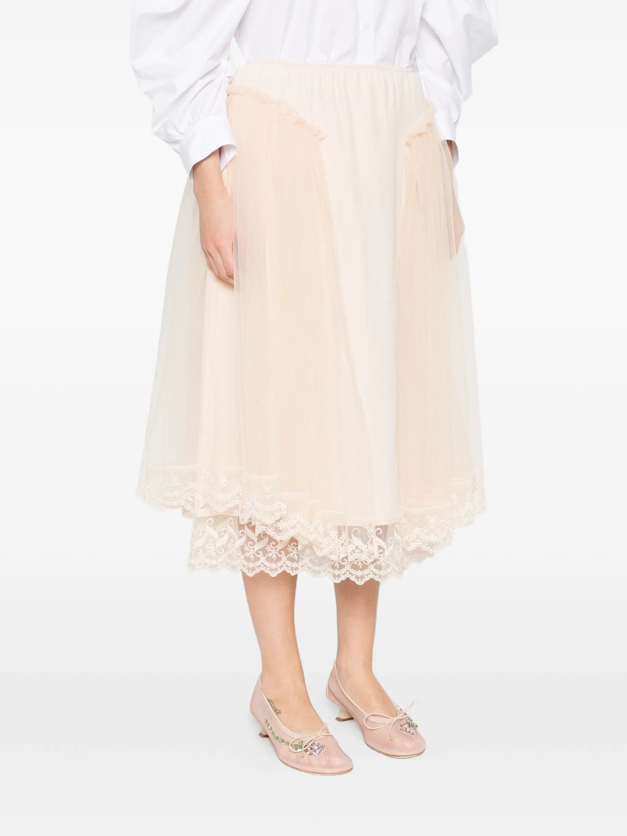 Simone Rocha lace - trim hip - detail midi skirt