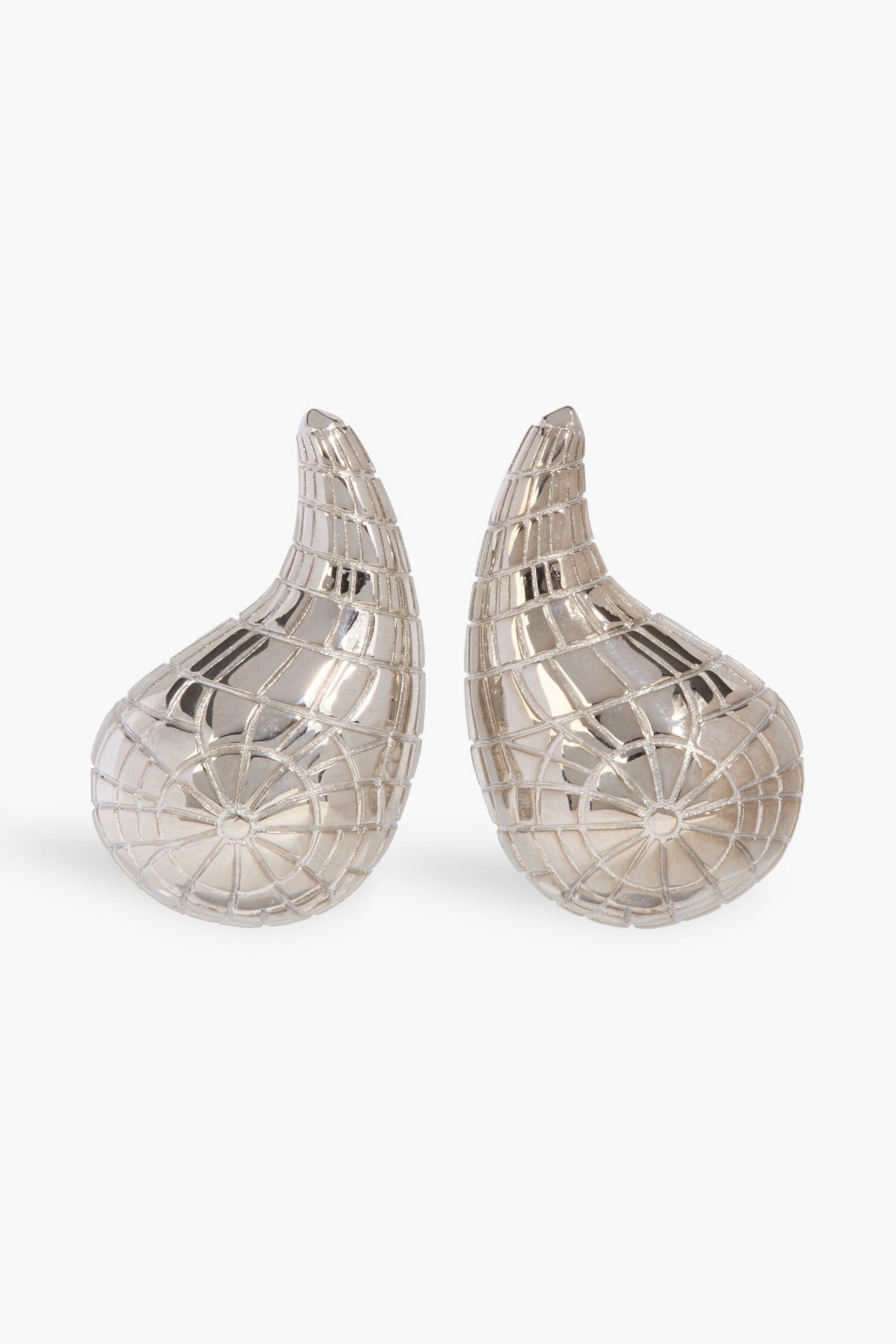 Oscar de la Renta Sculptural Silver - Tone Teardrop Earrings