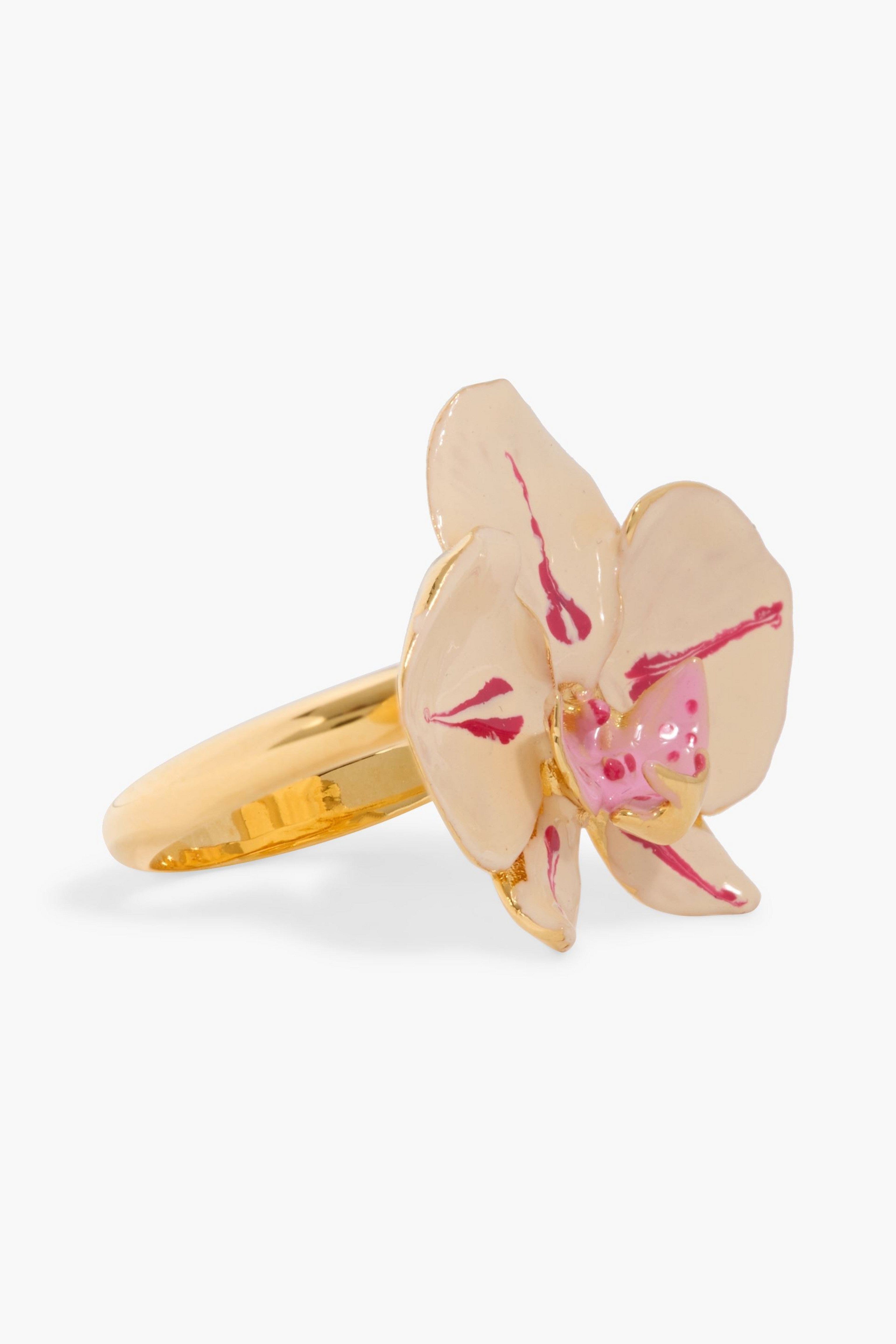 Oscar de la Renta Orchid Enamel Statement Ring