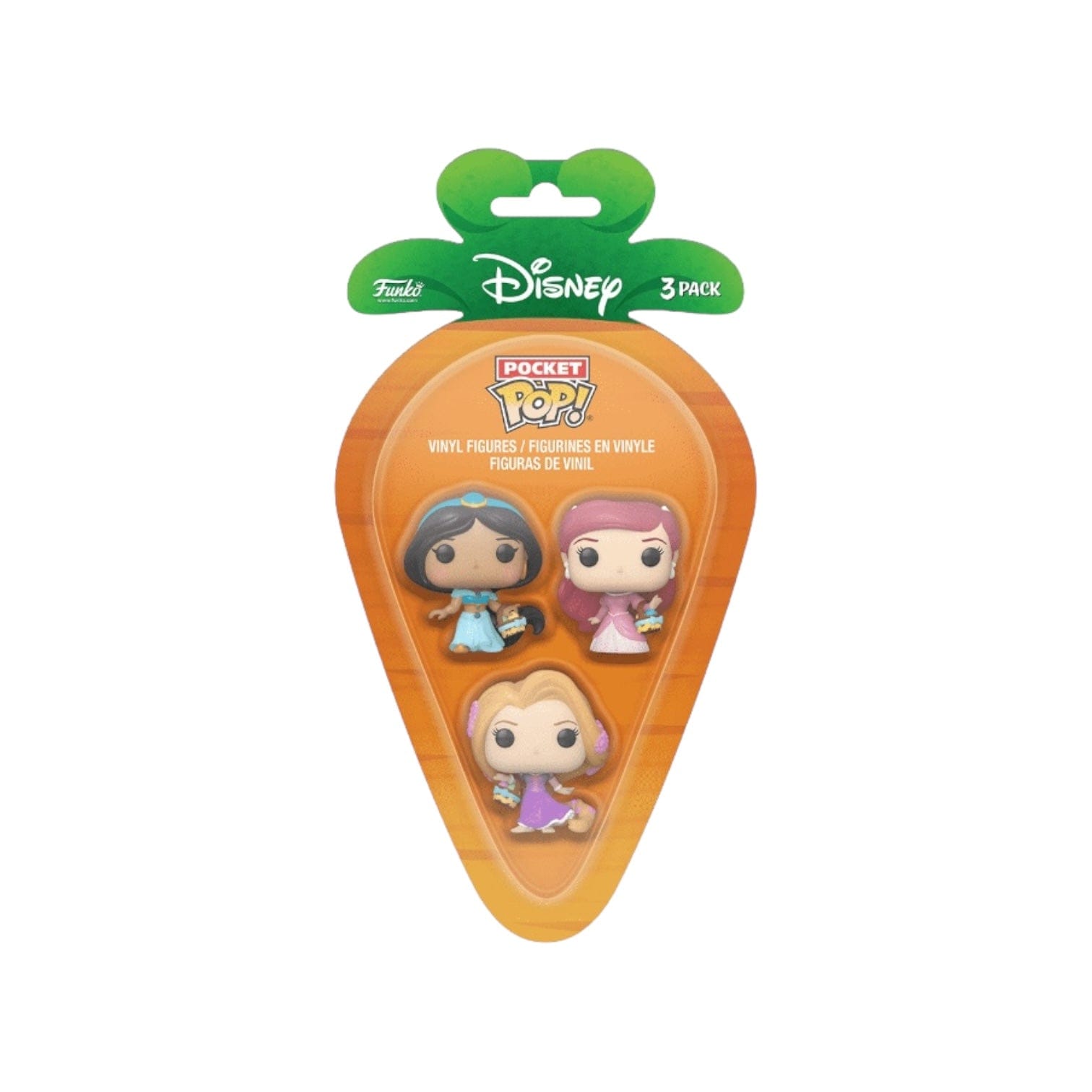 Disney Jasmine, Ariel and Rapunzel Funko Carrot Pocket Pop - Disney Princesses