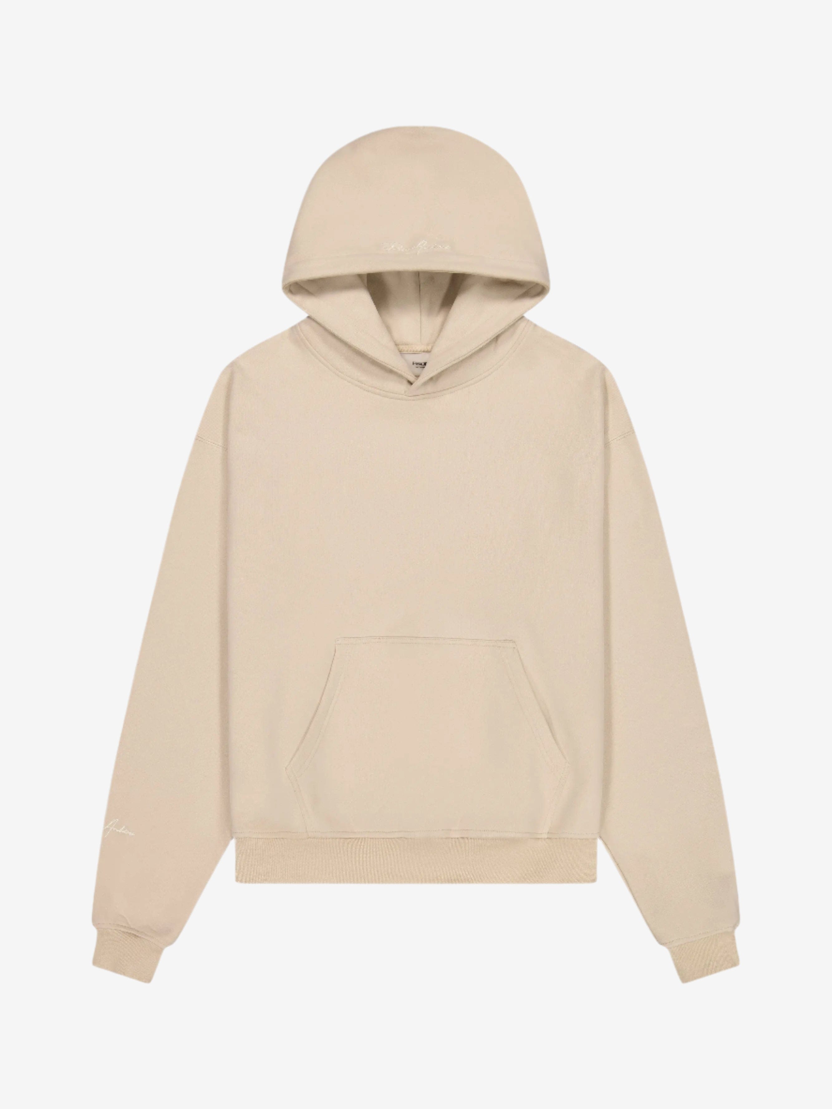 Prior Archives Prior Embroidery Logo Oversized Cropped Hoodie Sesame