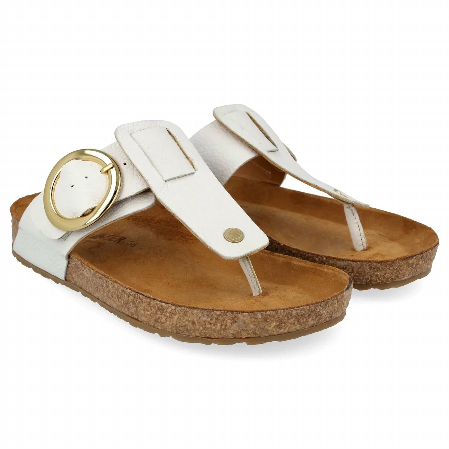 WHITE* Women's Round Buckle Corinna Casual Sandals In White