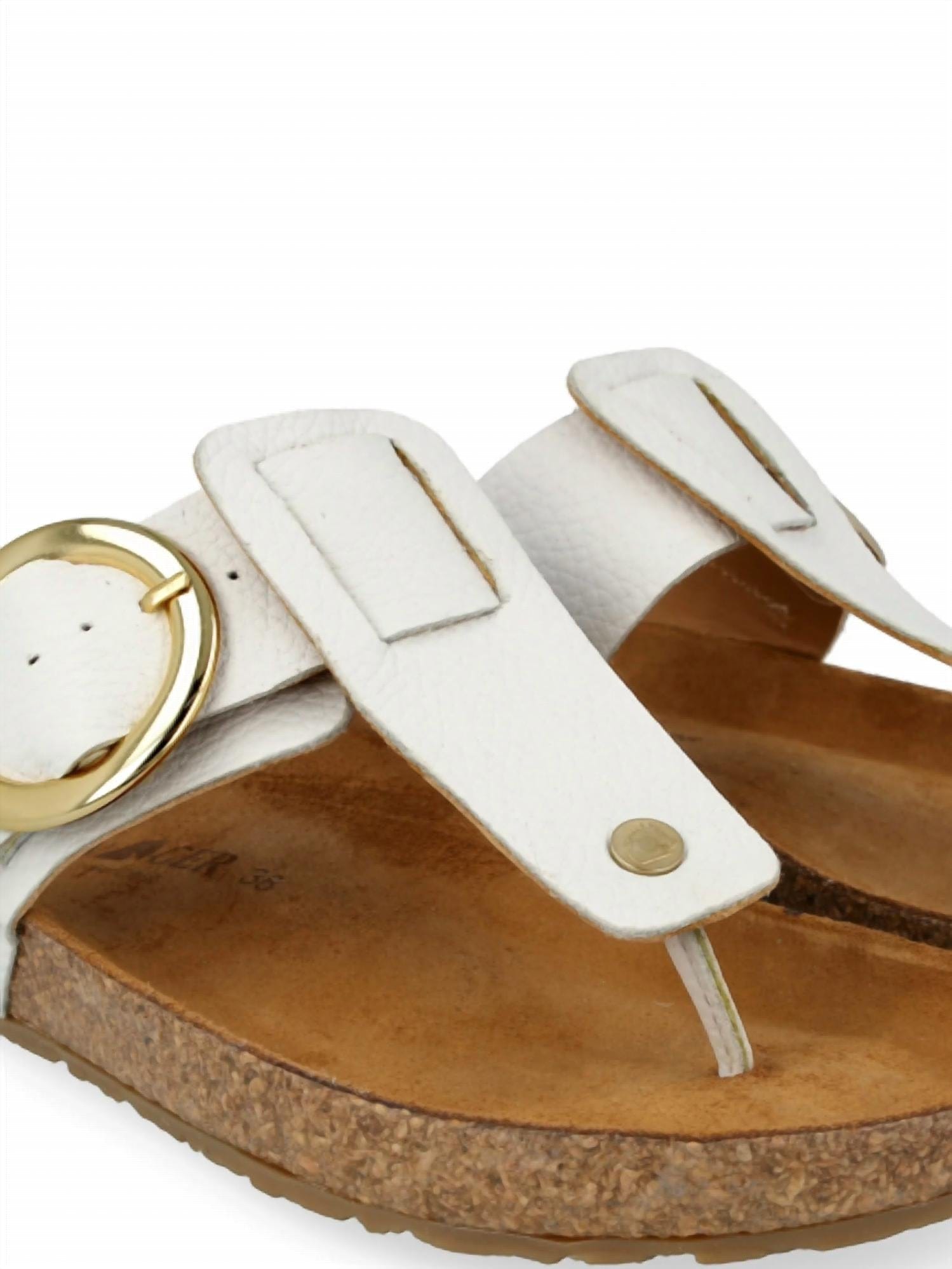 WHITE* Women's Round Buckle Corinna Casual Sandals In White