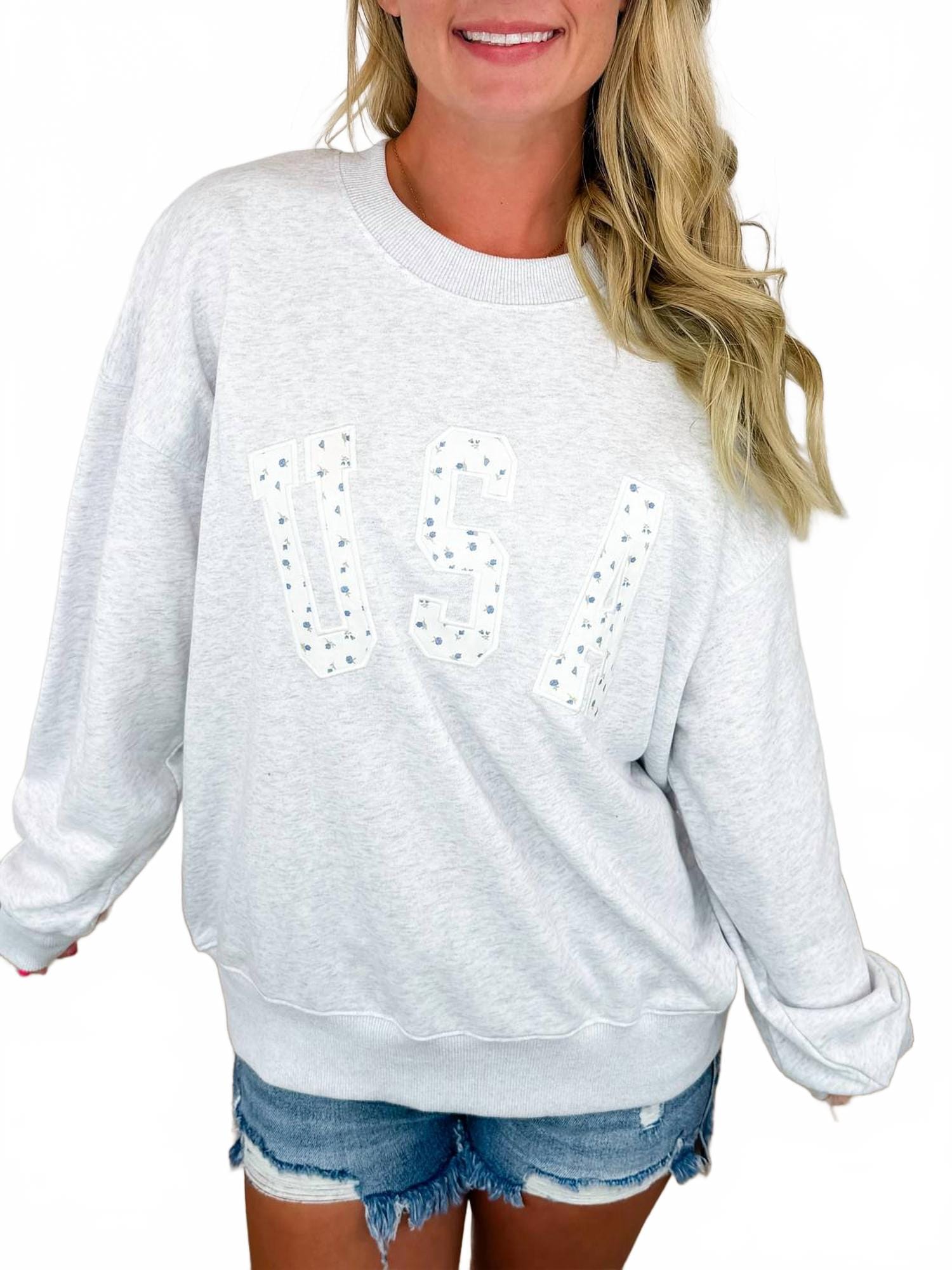 BRAVE Home Of The Brave Heathered Knit Long Sleeve Top In Grey