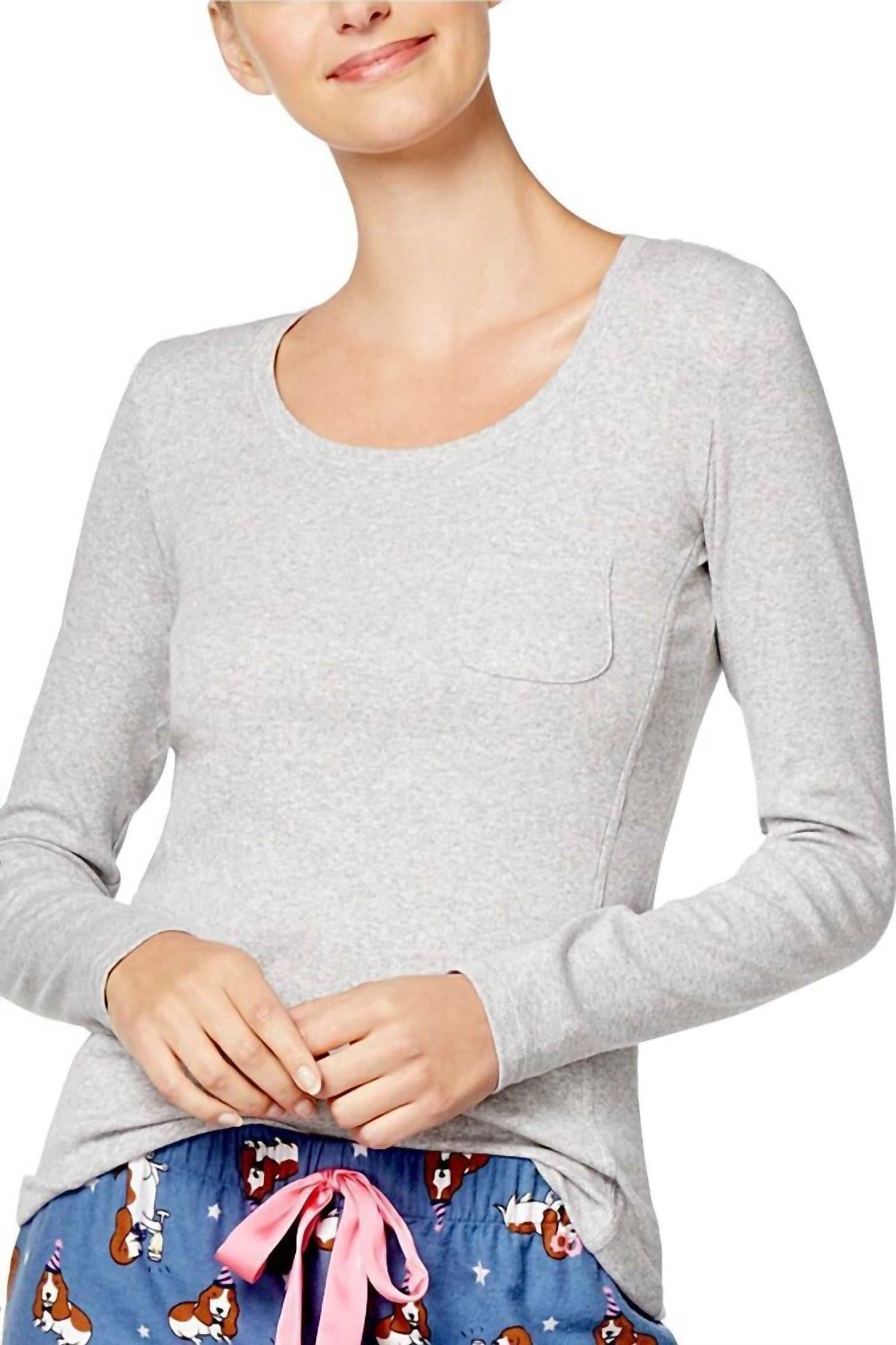 Heather Women's Ribbed Pajama Top In Heather Gray