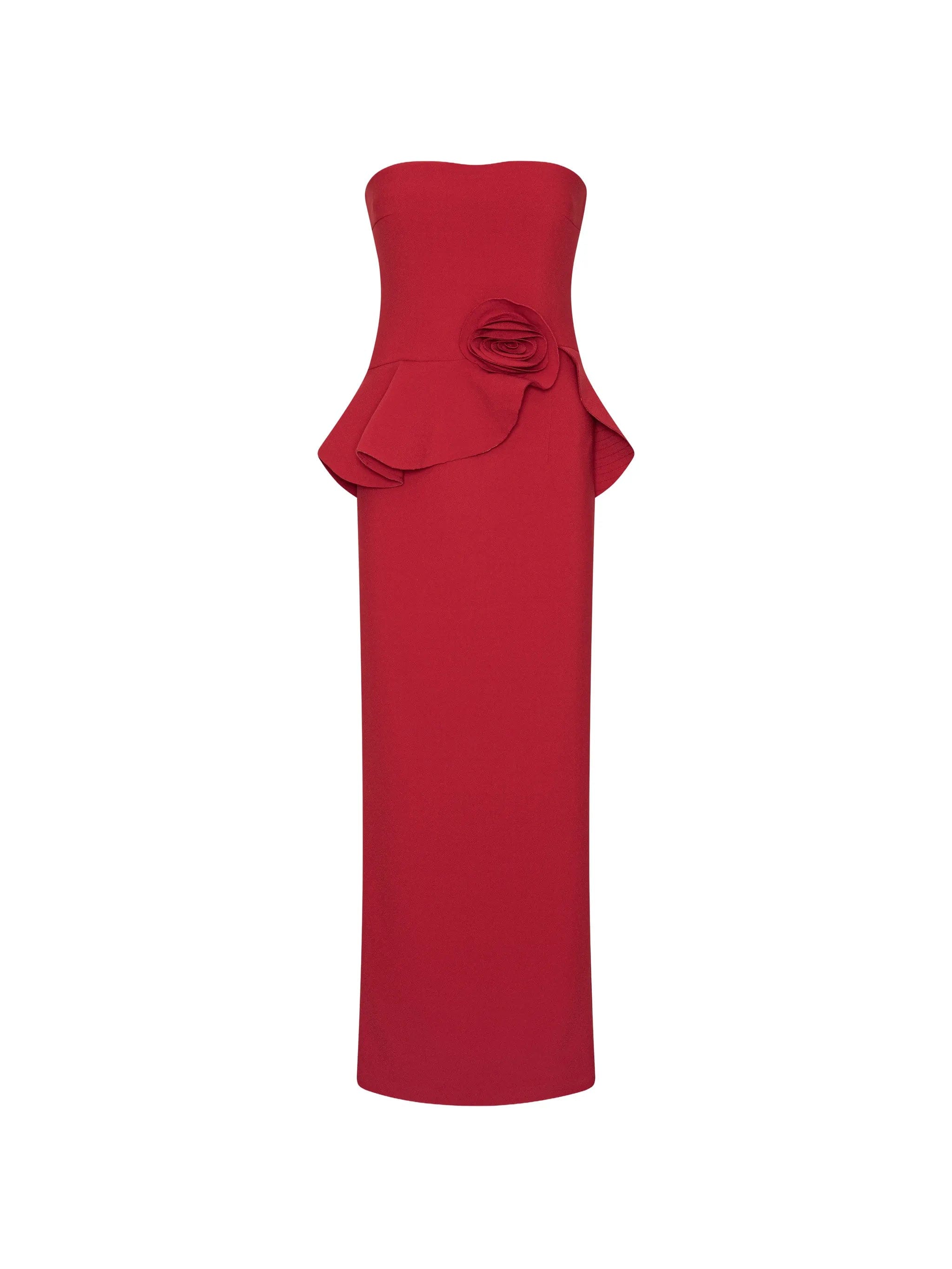 Rotate Birger Christensen long flower strapless dress red