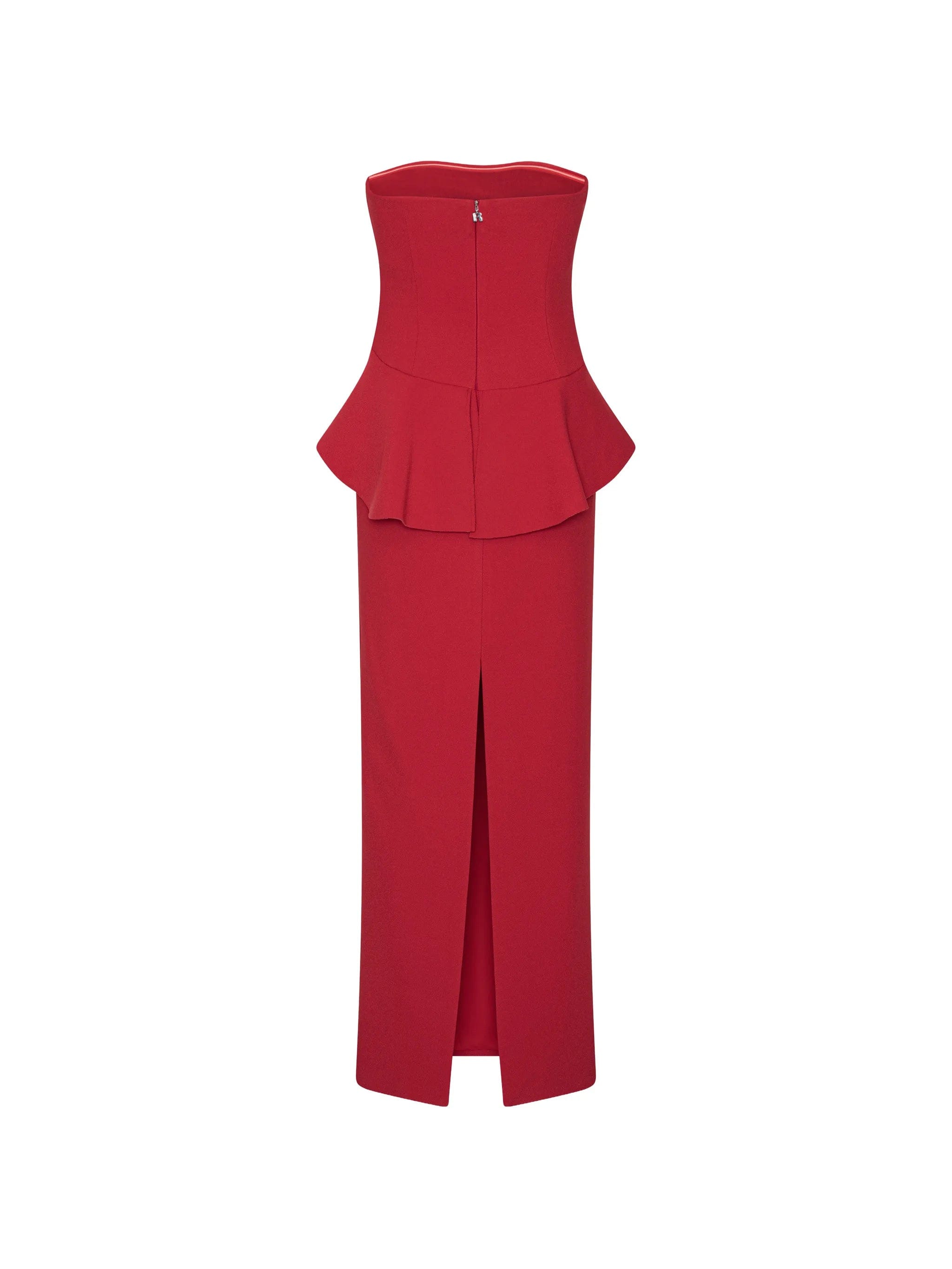 Rotate Birger Christensen long flower strapless dress red
