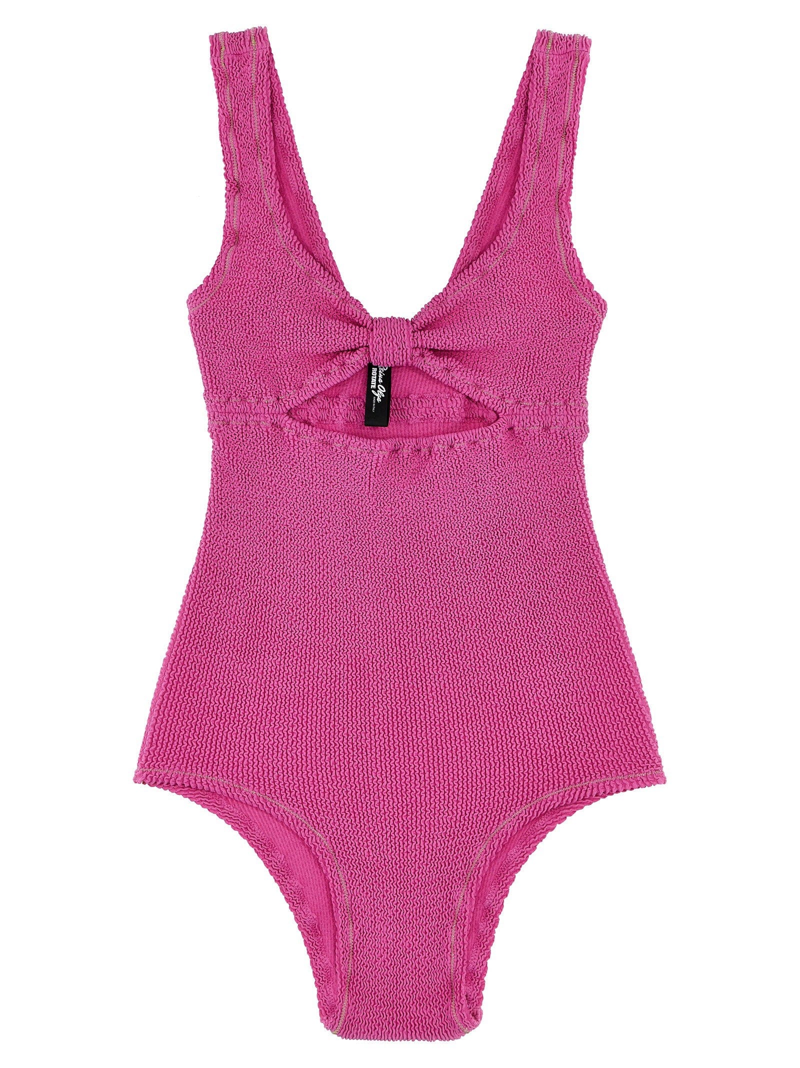 Rotate Birger Christensen Crinkle Knot - Front One - Piece Swimsuit — Pink