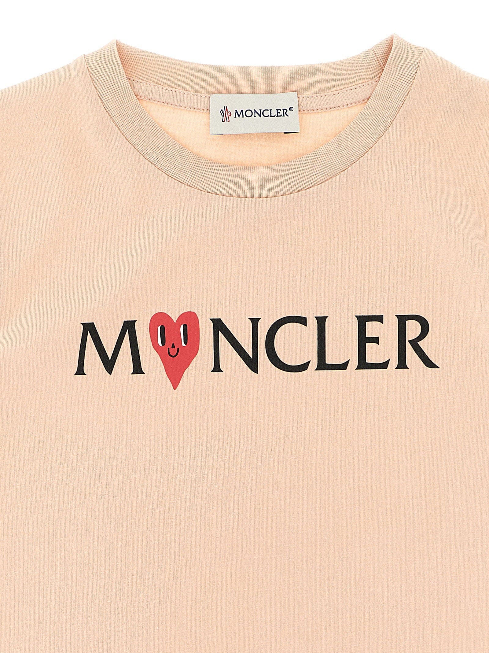Moncler Enfant Logo - Print Cotton T - Shirt — Peach
