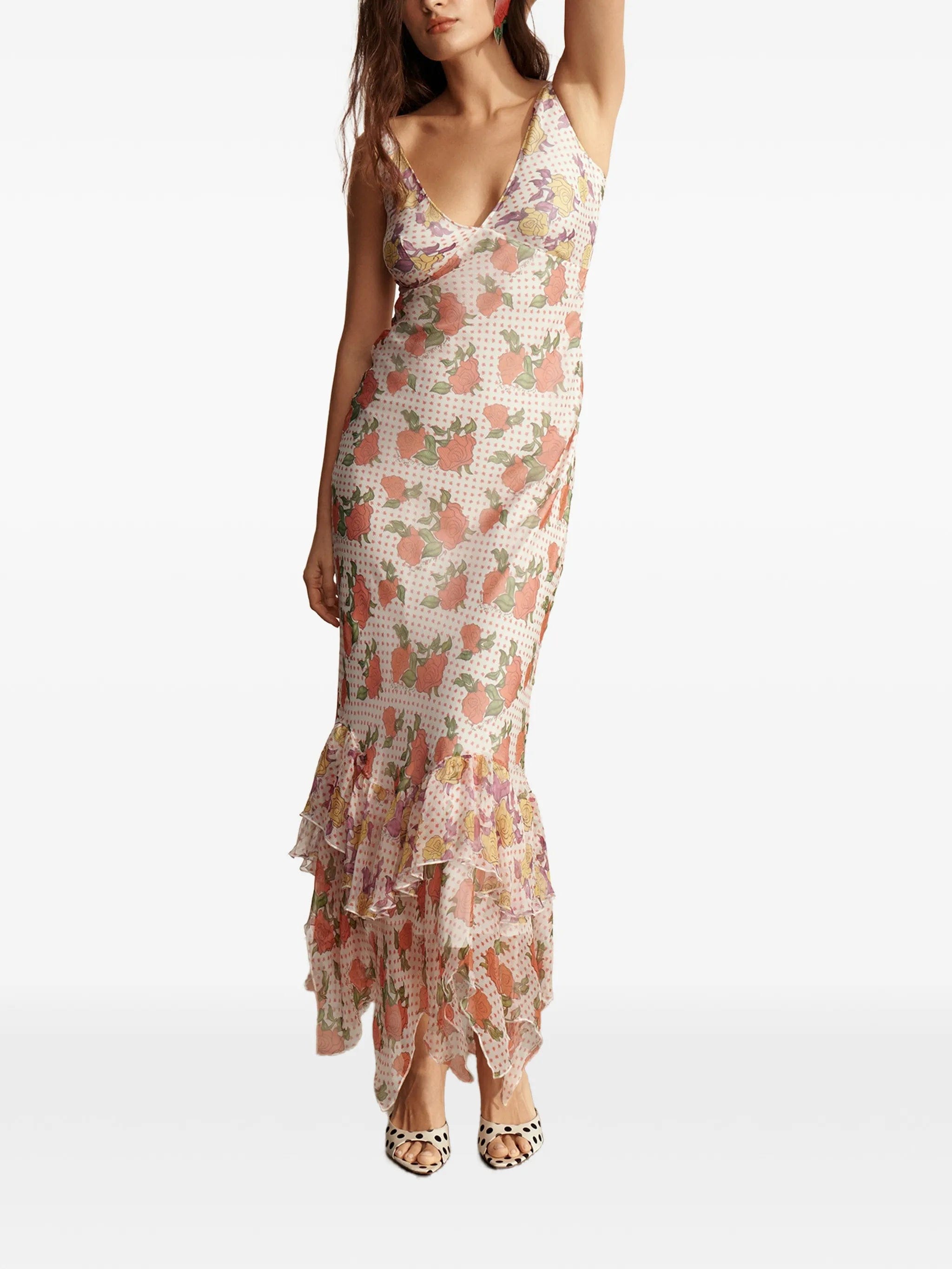 Donde Esteban floral - print ruffled maxi dress