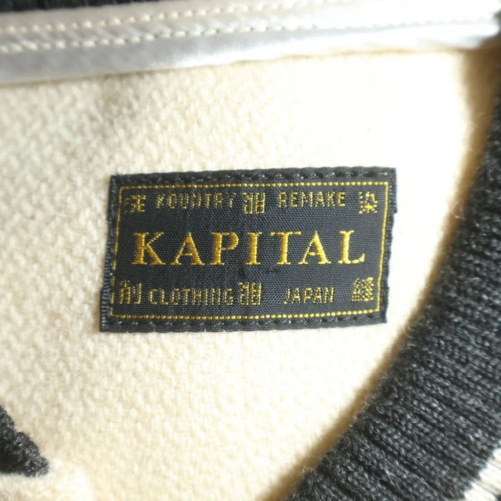 KAPITAL [3] KAPITAL I - FIVE VARSITY WOOL BOMBER LEATHER SLEEVE JACKET
