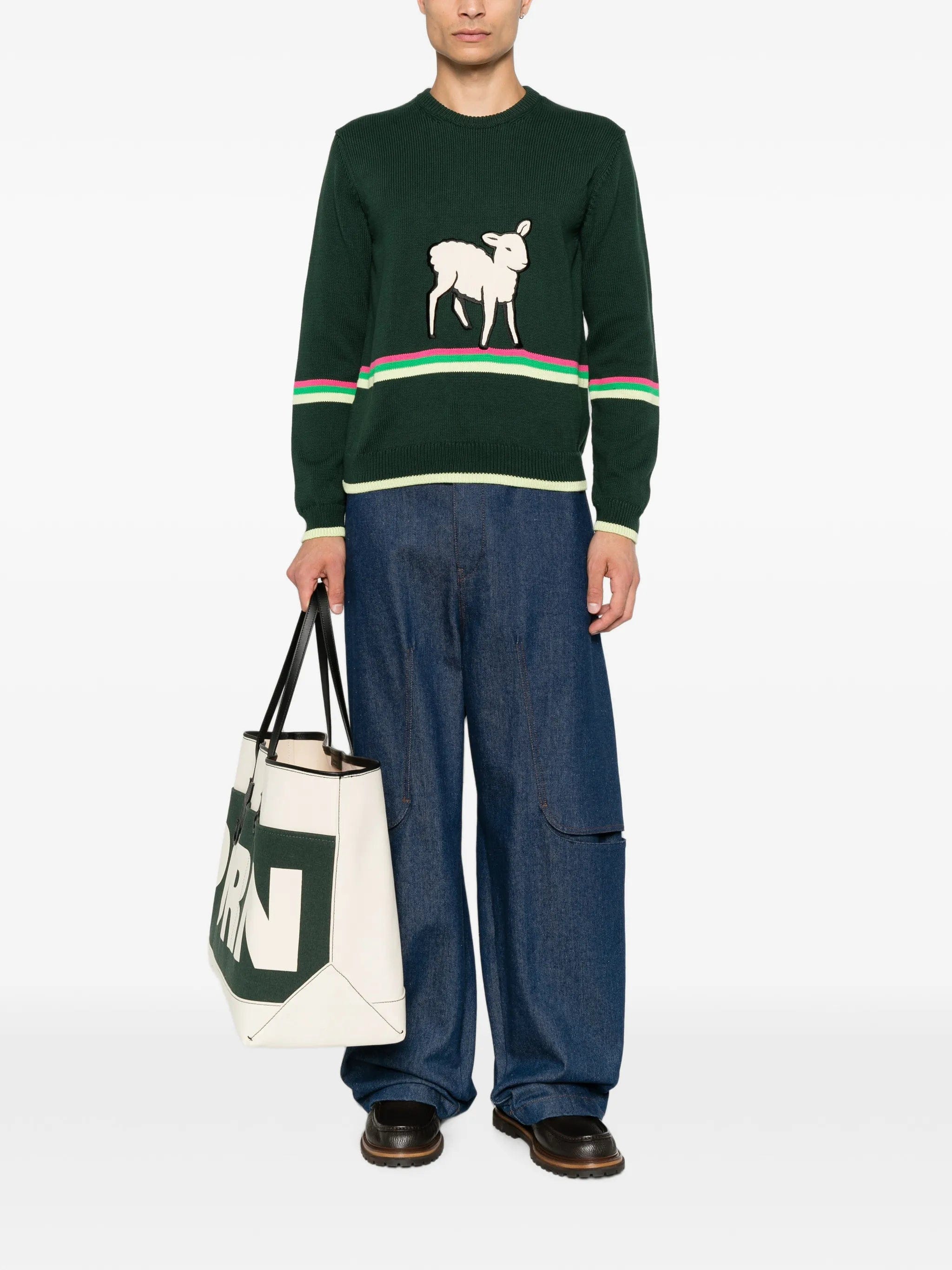 JW Anderson lamb - intarsia striped - trim sweater