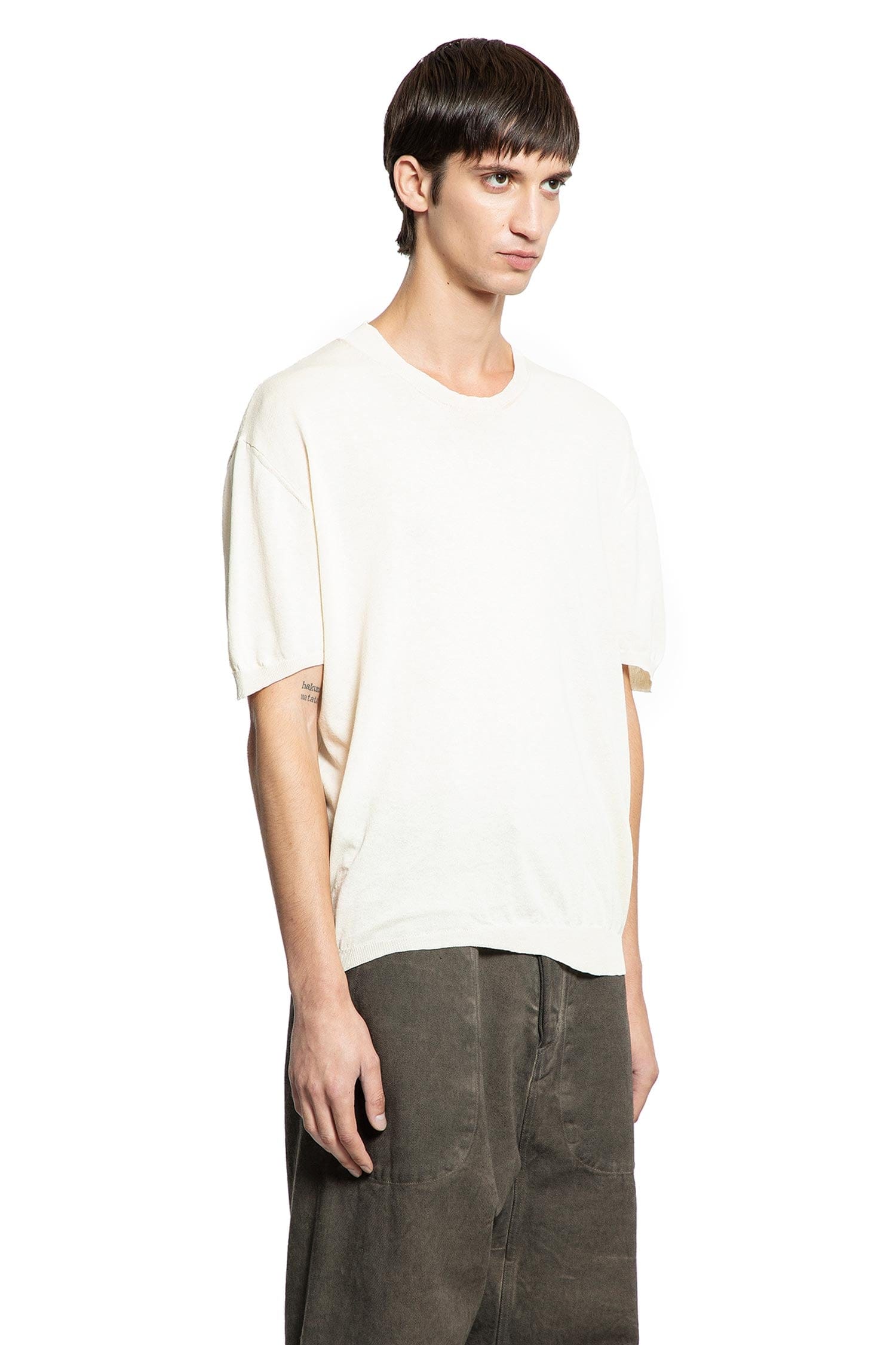 UMA WANG Short Sleeve Top in Lightweight Cotton Knit