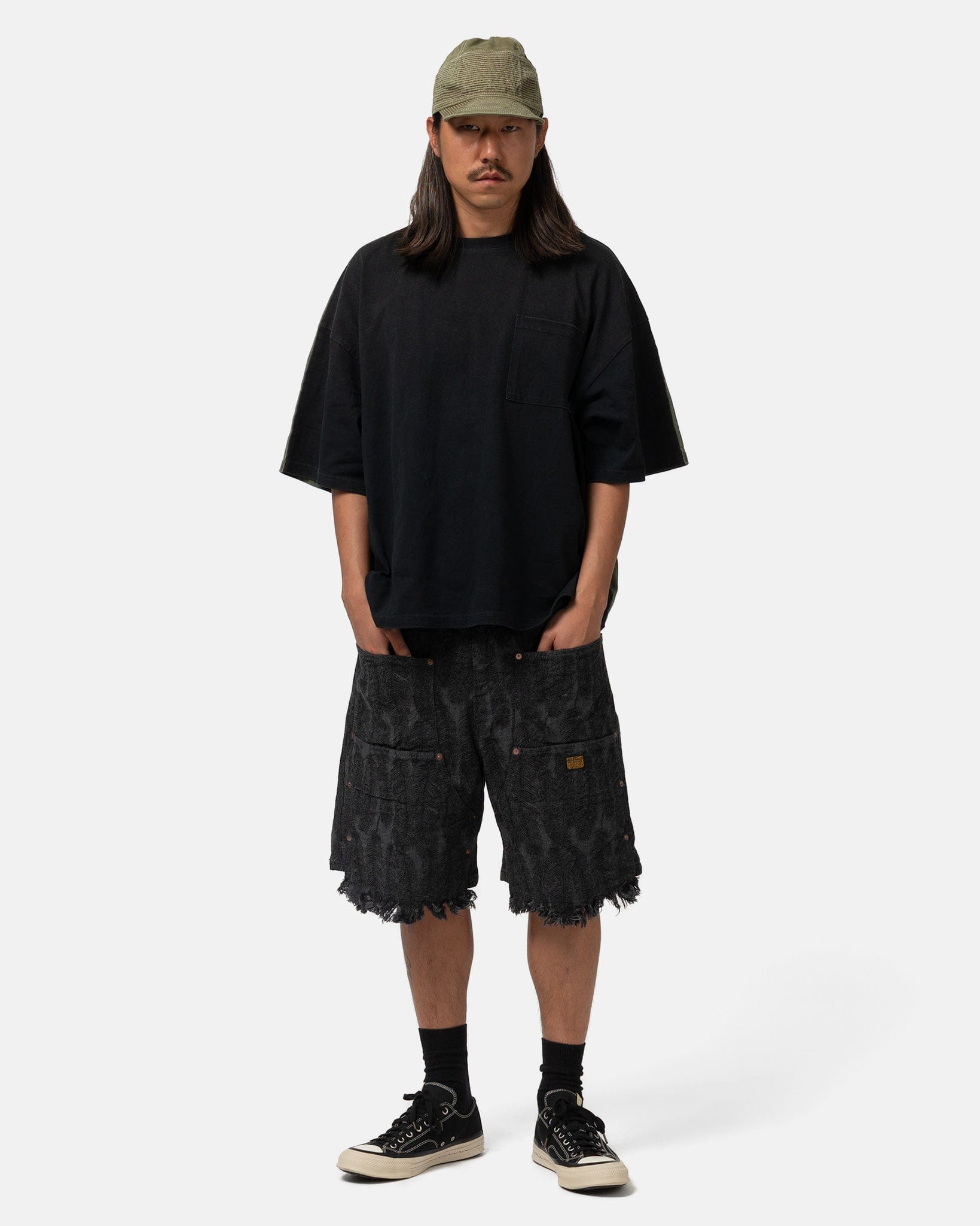 Kapital 12 oz MAGPIE Denim W - Knee Easy Short Pants Black