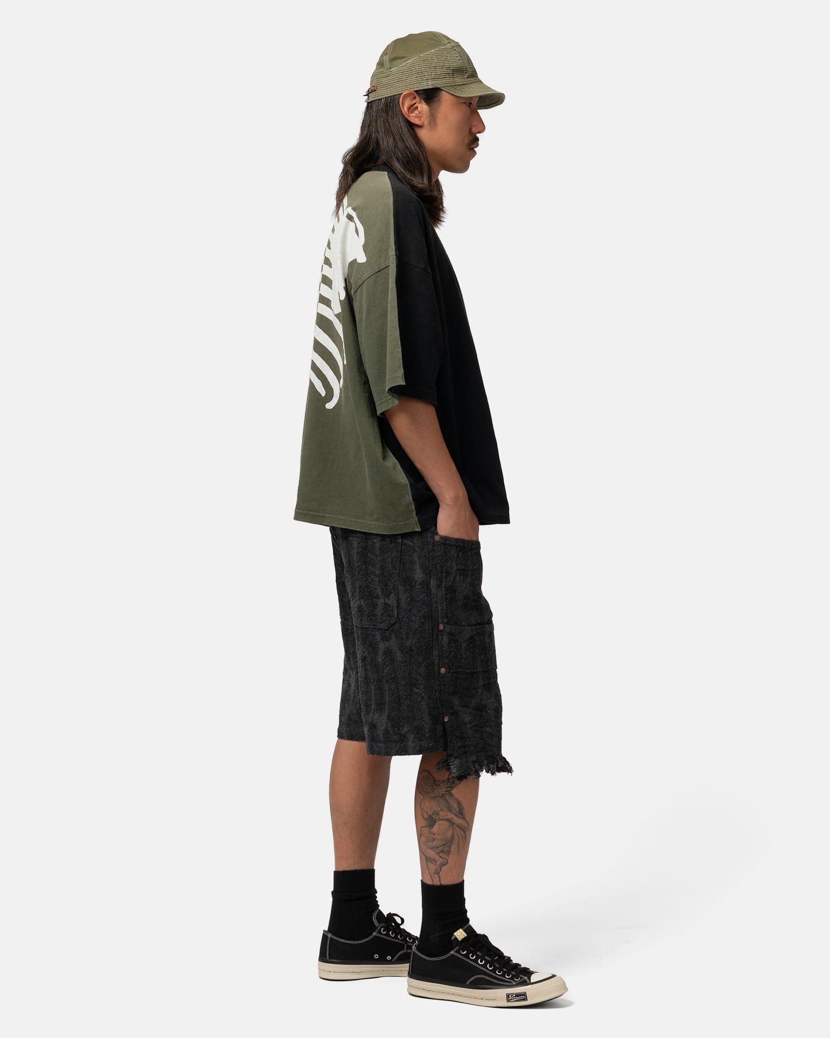 Kapital 12 oz MAGPIE Denim W - Knee Easy Short Pants Black