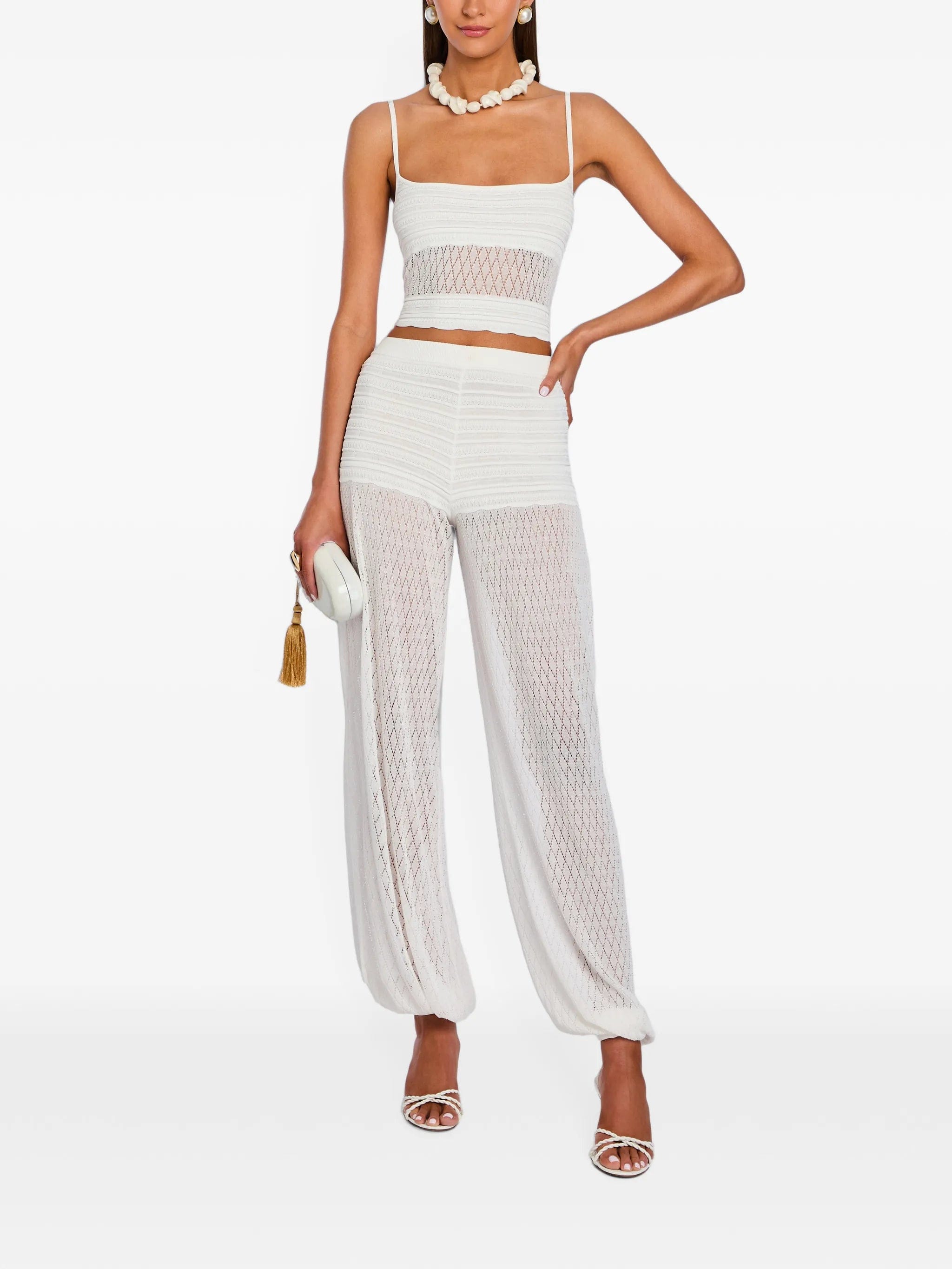 Retrofete Devyn pointelle - knit trousers