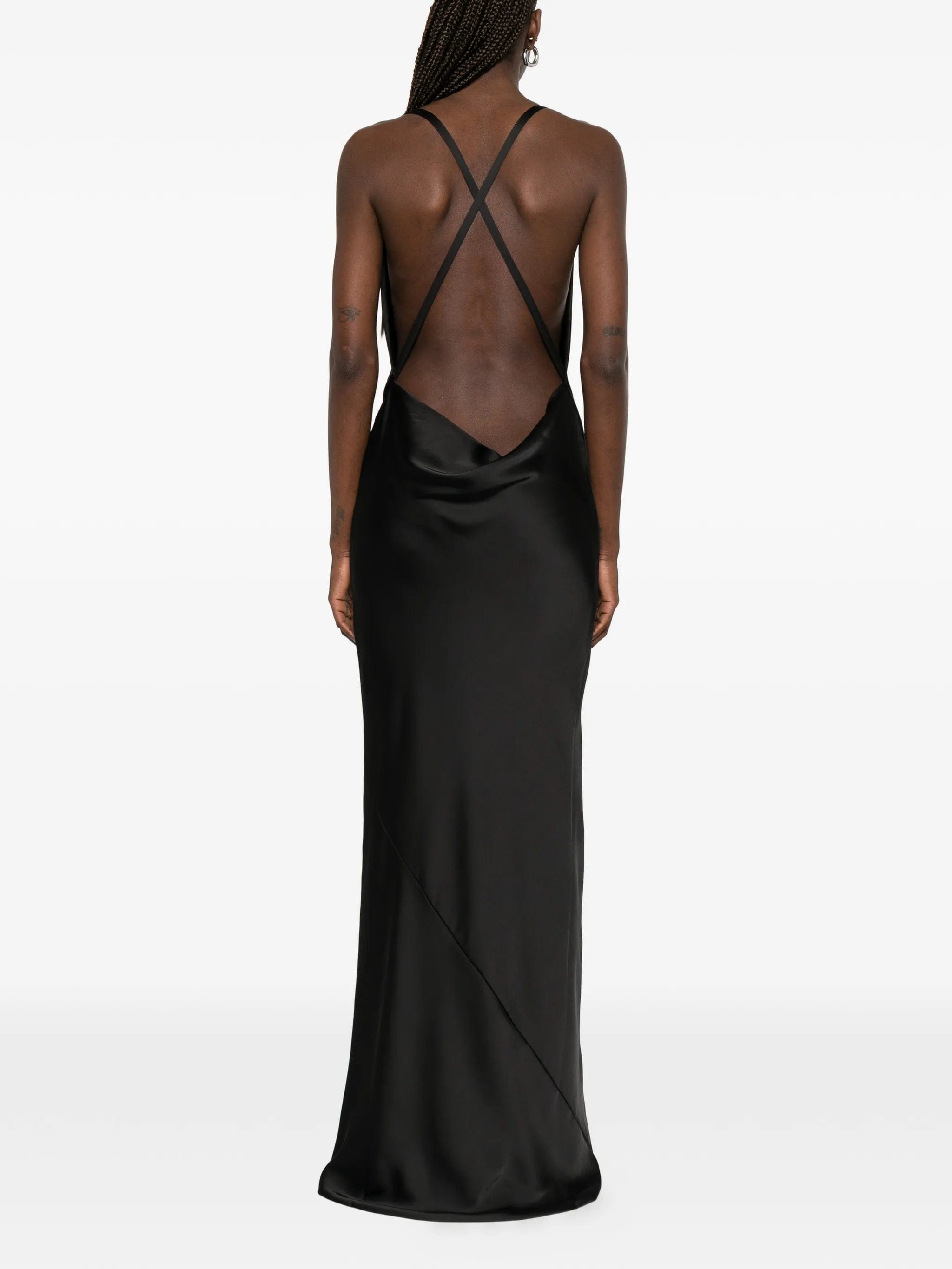 Norma Kamali cross - back bias - cut maxi dress