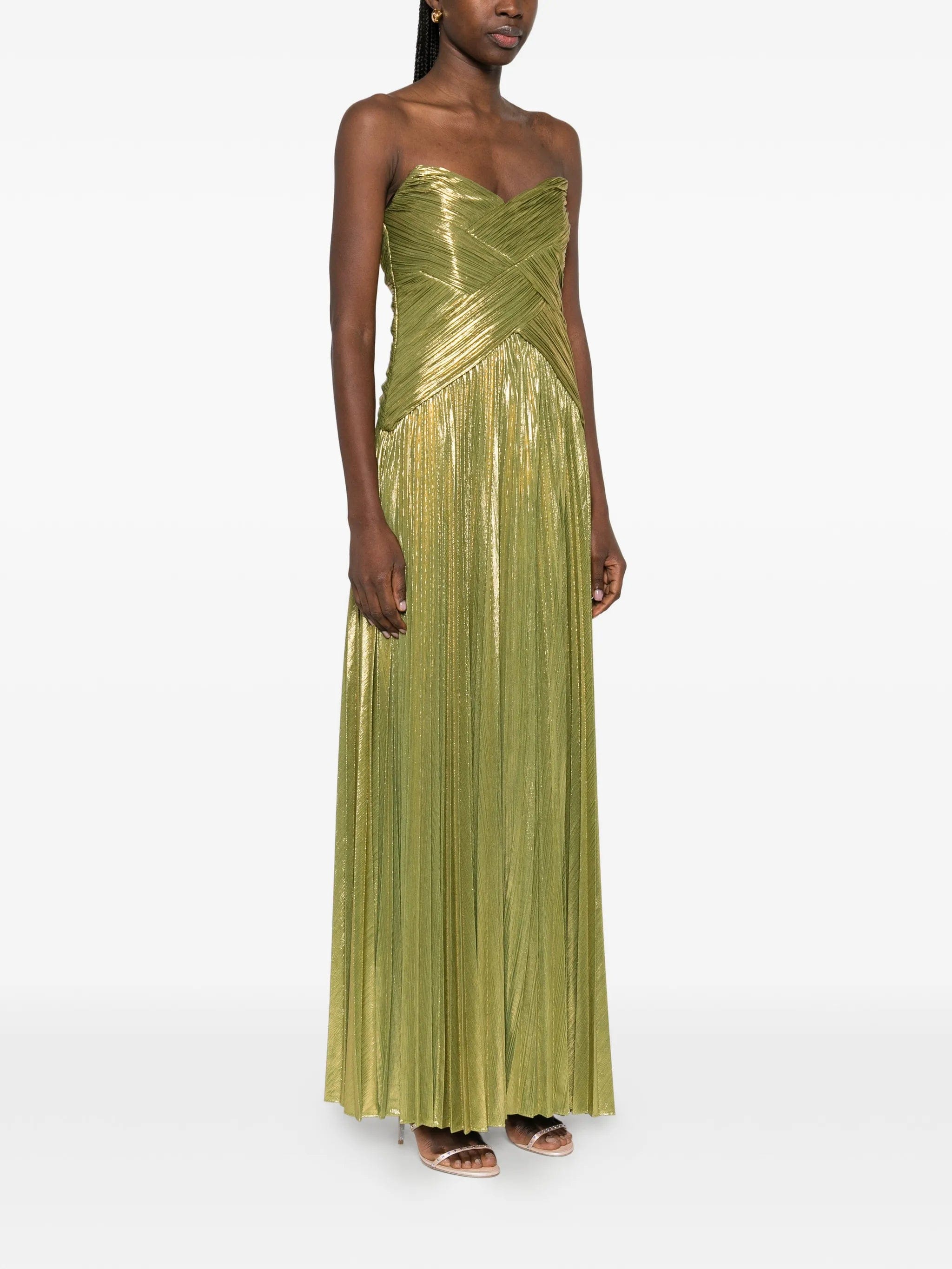 Retrofete strapless pleated maxi dress