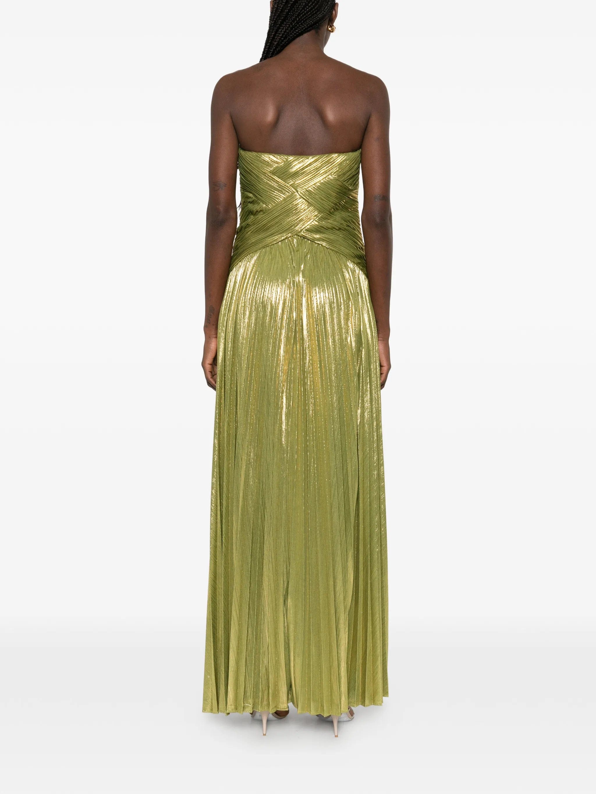 Retrofete strapless pleated maxi dress