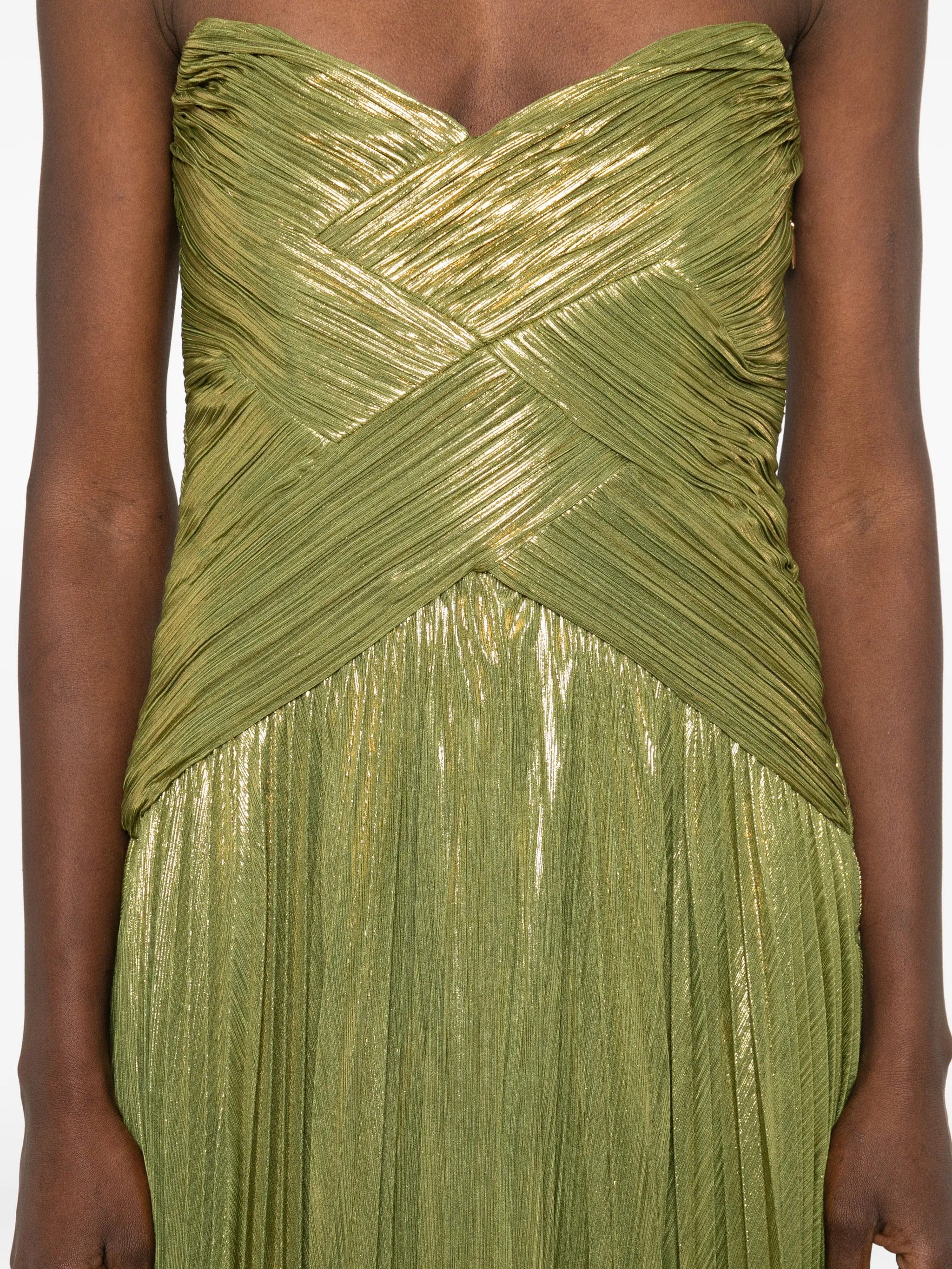 Retrofete strapless pleated maxi dress