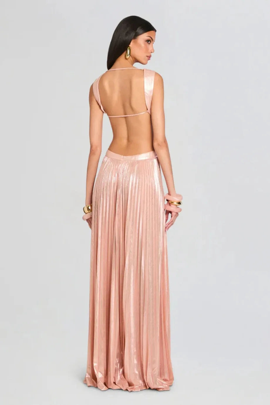 Retrofete Remington Metallic Cut Out Maxi Dress in Pink