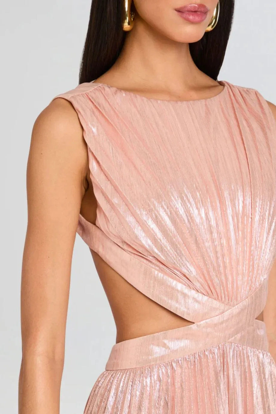 Retrofete Remington Metallic Cut Out Maxi Dress in Pink