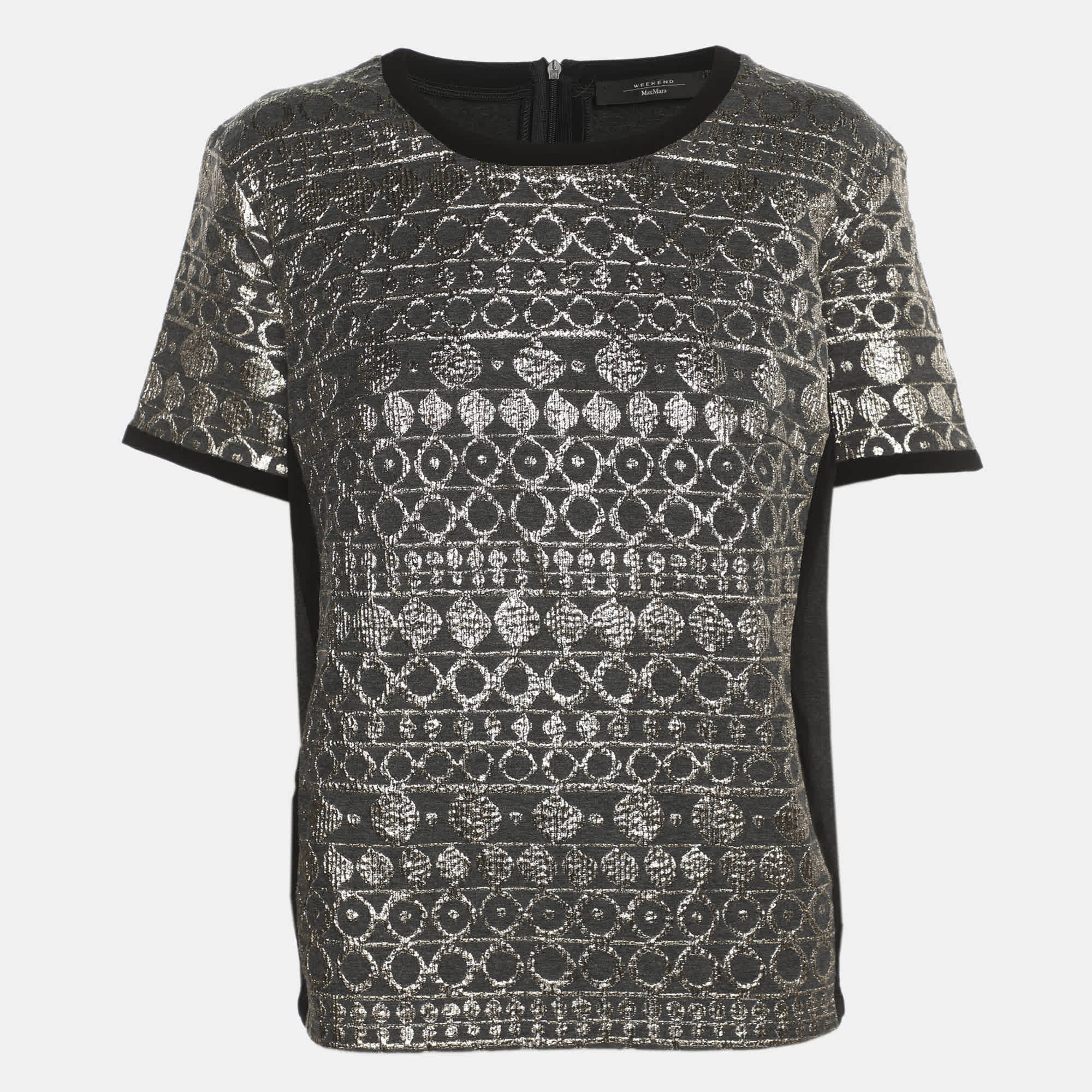 Weekend Max Mara Dark Grey/gold Jersey And Lurex Fabric Tops