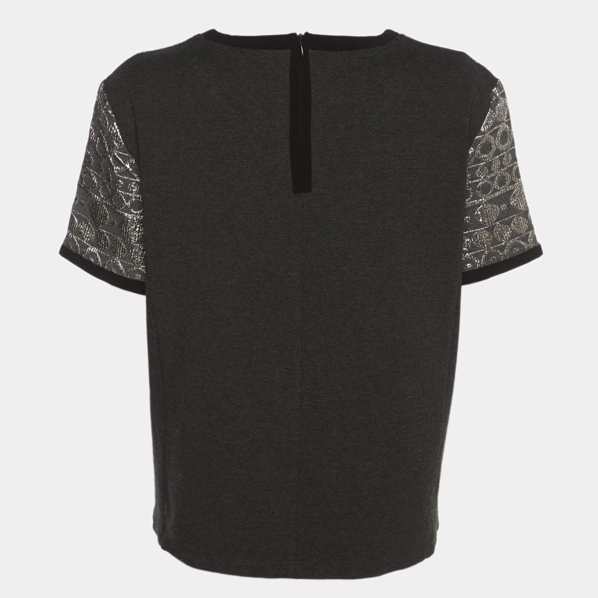 Weekend Max Mara Dark Grey/gold Jersey And Lurex Fabric Tops