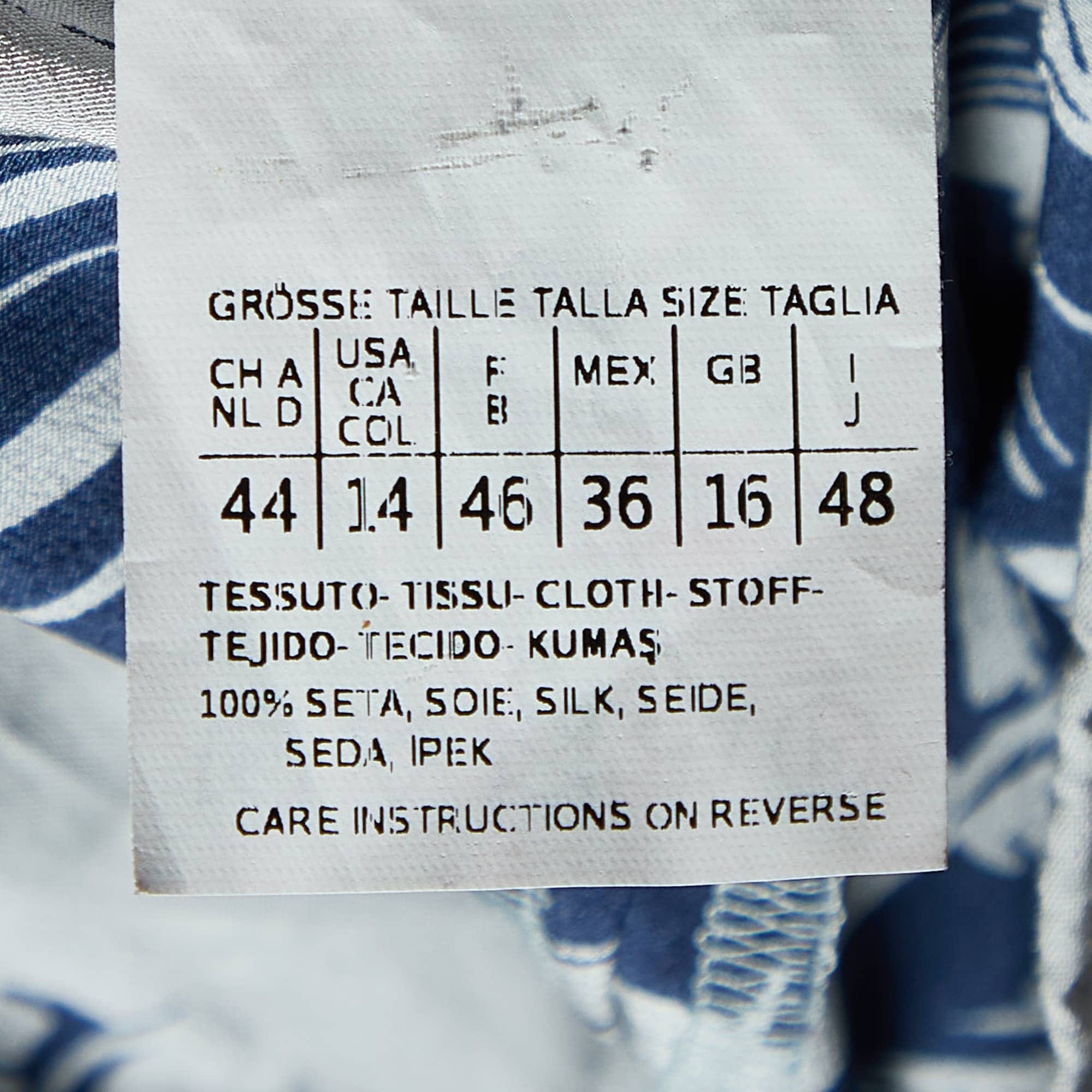 Weekend Max Mara Blue Tropical Print Silk Capri Pants