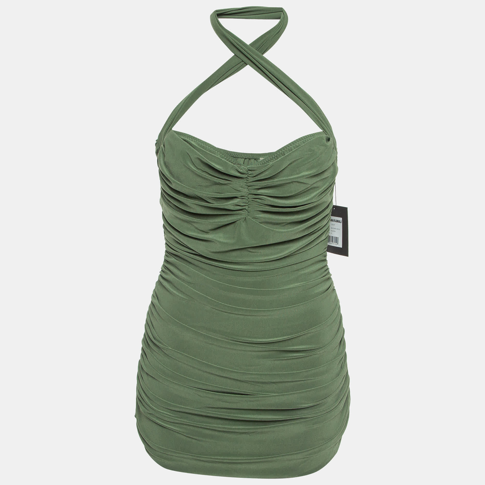 Norma Kamali Green Gathered Jersey Bill Mio Swimsuit