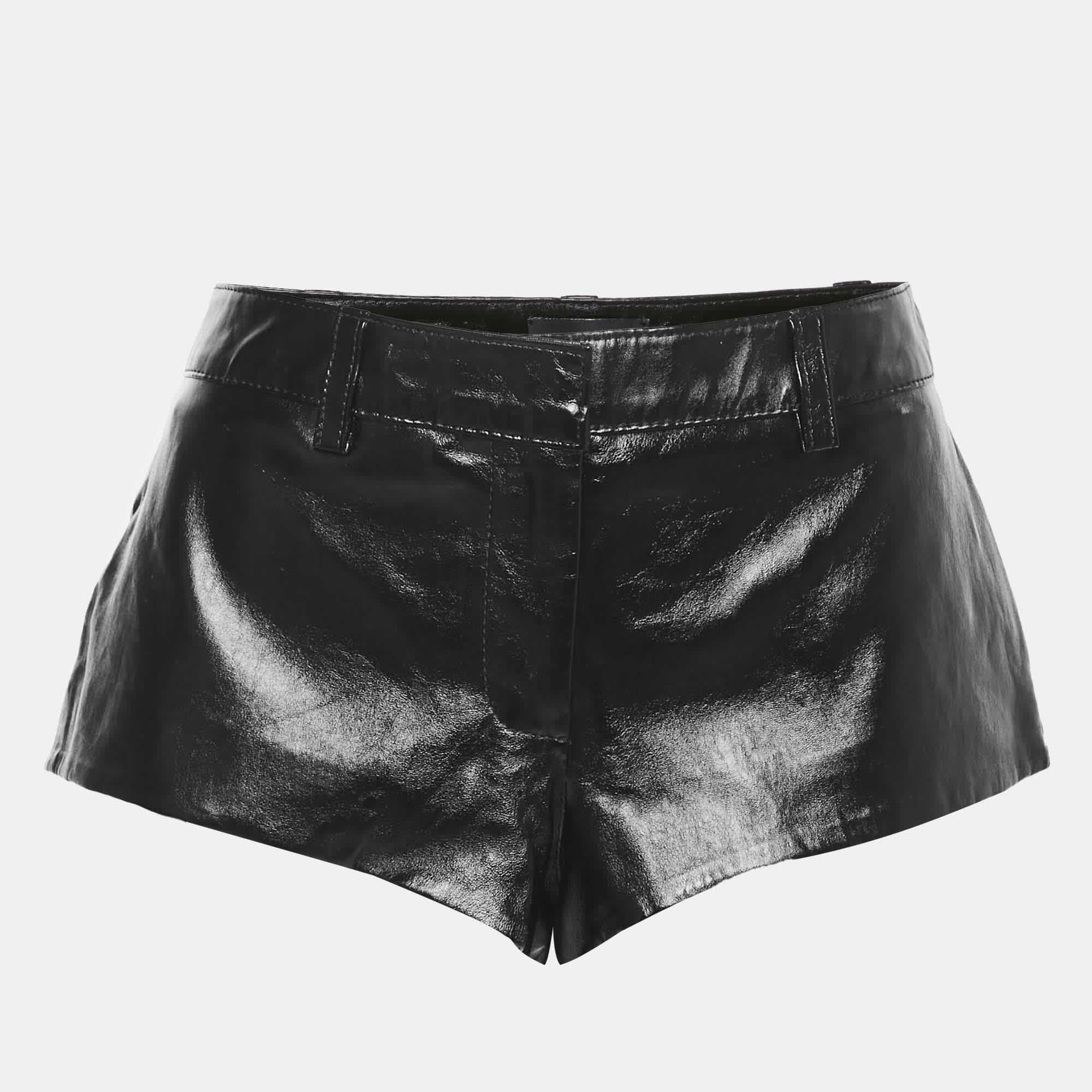 Retrofete Black Real Leather Hot Pants