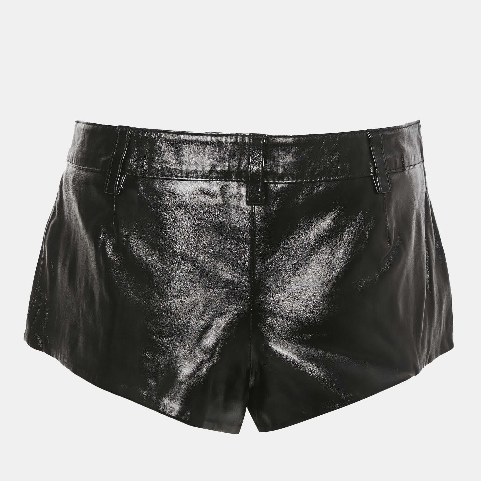 Retrofete Black Real Leather Hot Pants