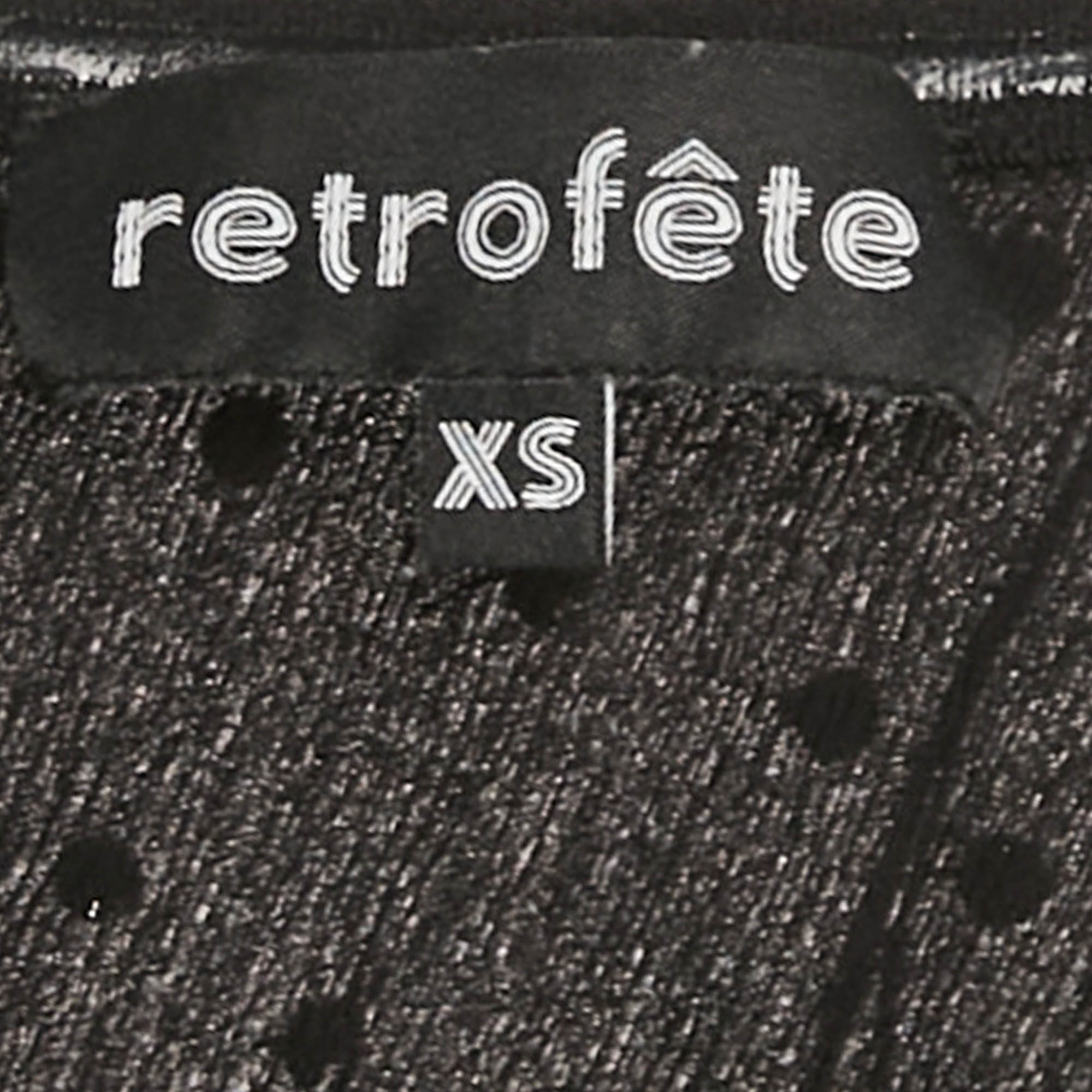 Retrofete Black Sequin Embellished Silk One Shoulder Mini Dress