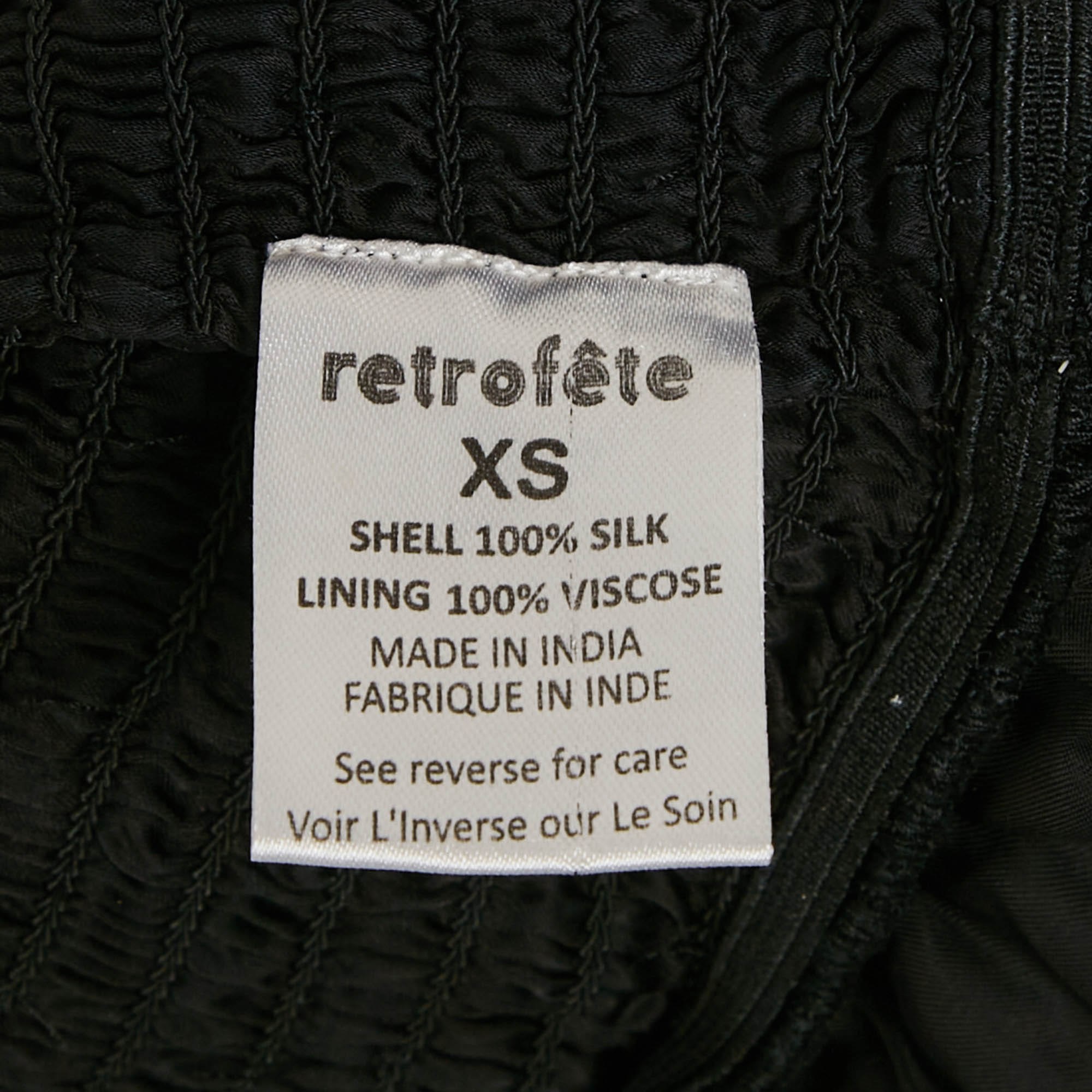 Retrofete Black Sequin Embellished Silk One Shoulder Mini Dress