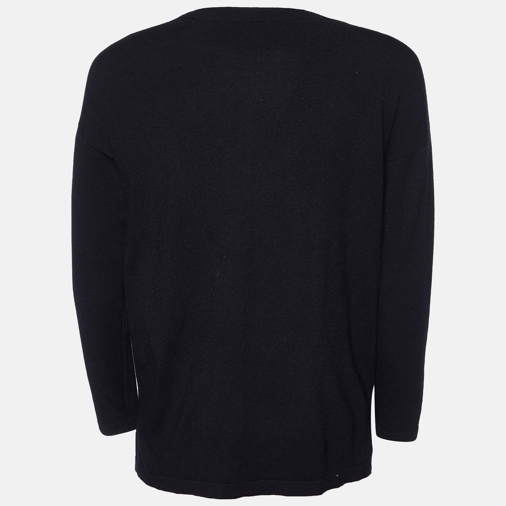 Weekend Max Mara Black Knit Button Front Cardigan