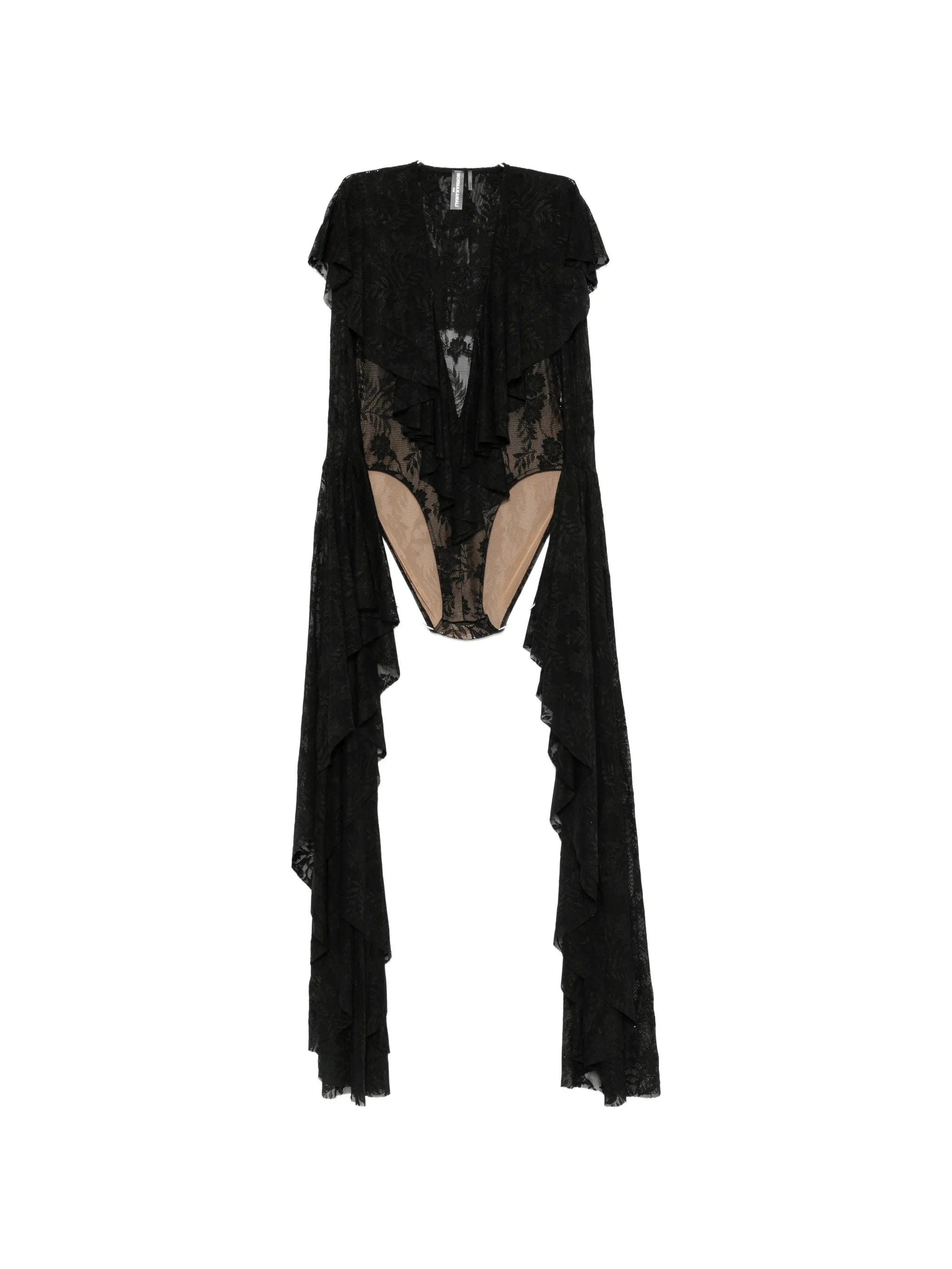 Norma Kamali ruffled V - neck bodysuit
