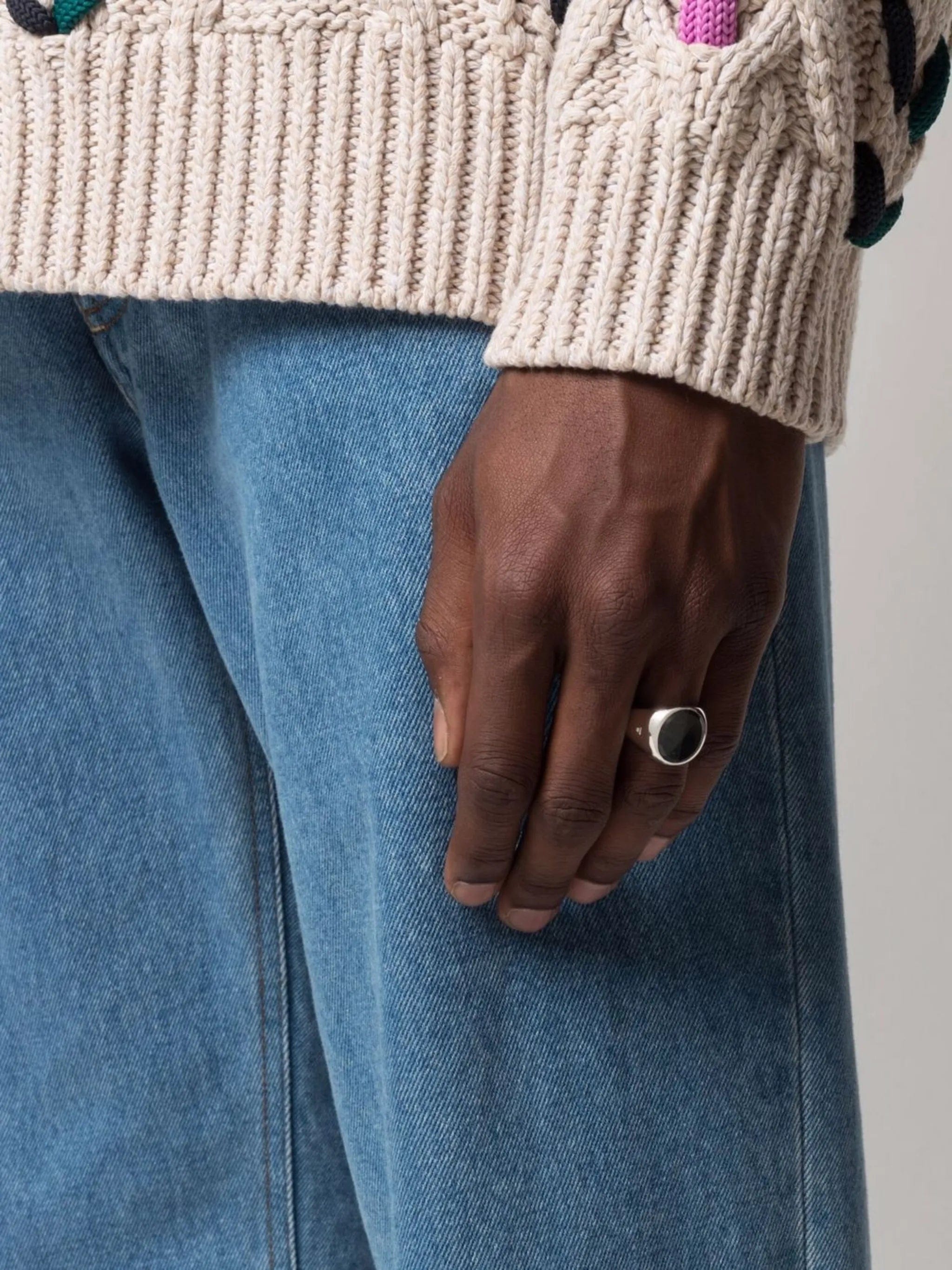 Tom Wood oval blue hawk eye signet ring