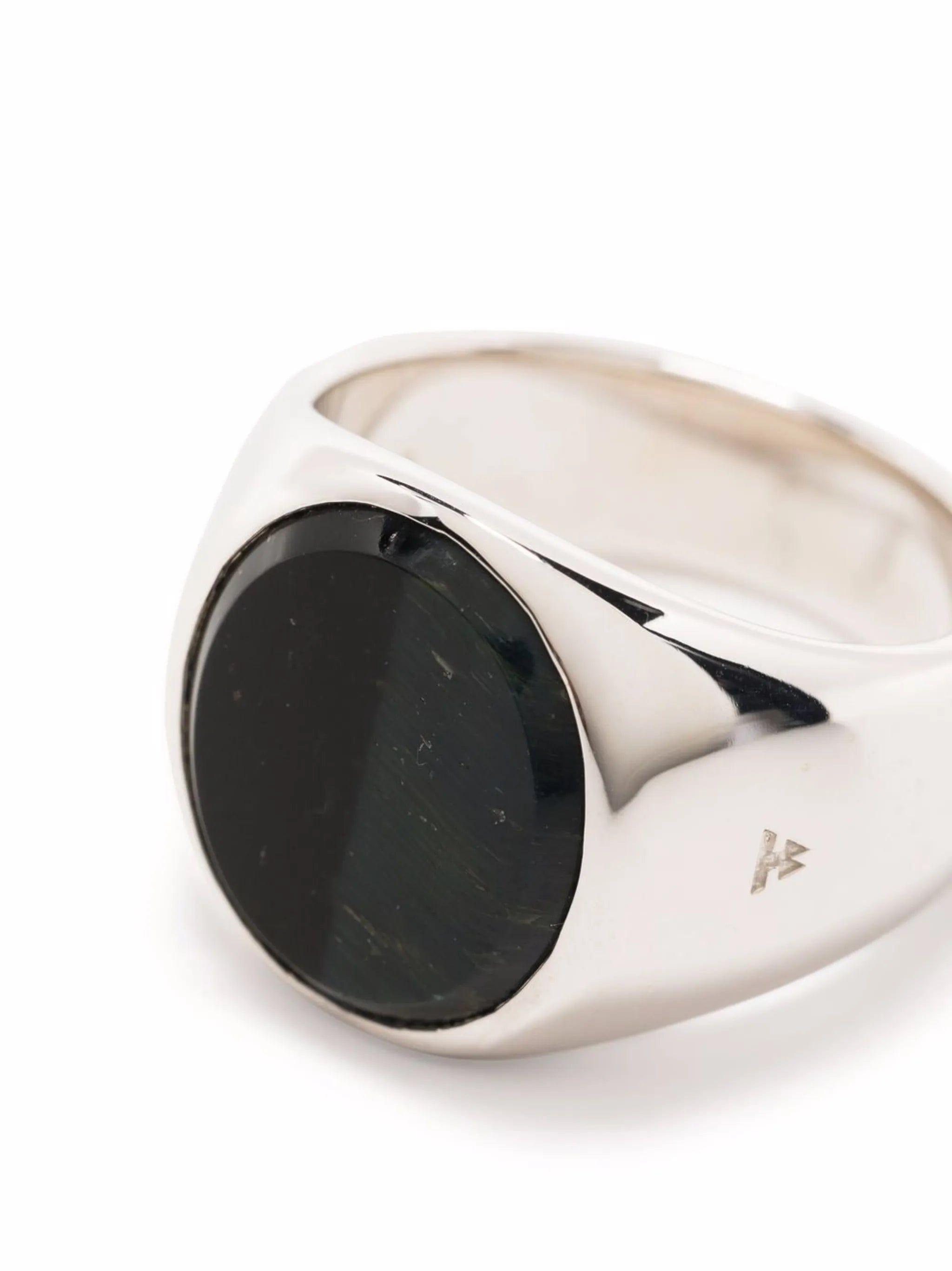 Tom Wood oval blue hawk eye signet ring