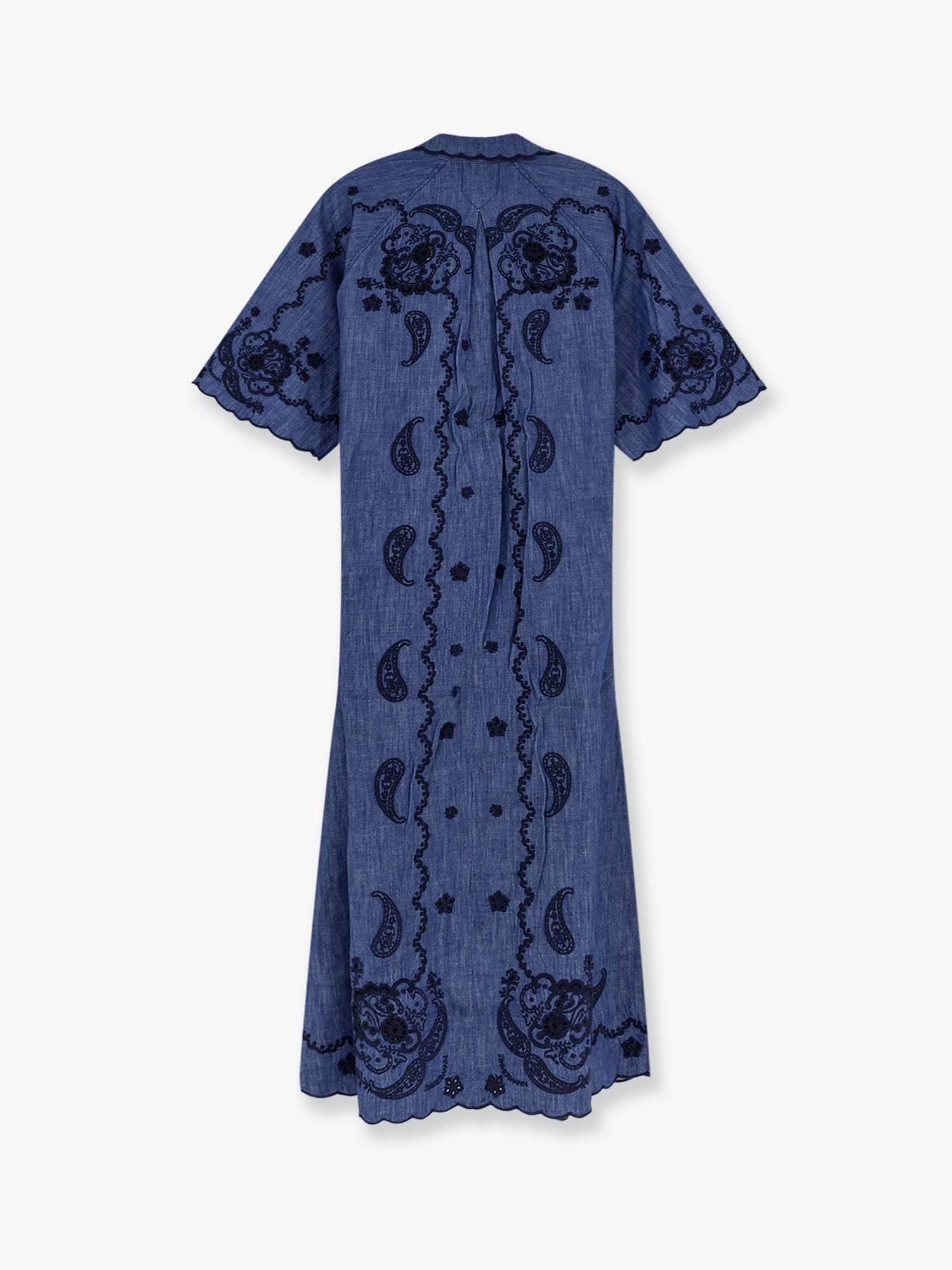 Zimmermann Aster long denim dress with contrasting embroidery
